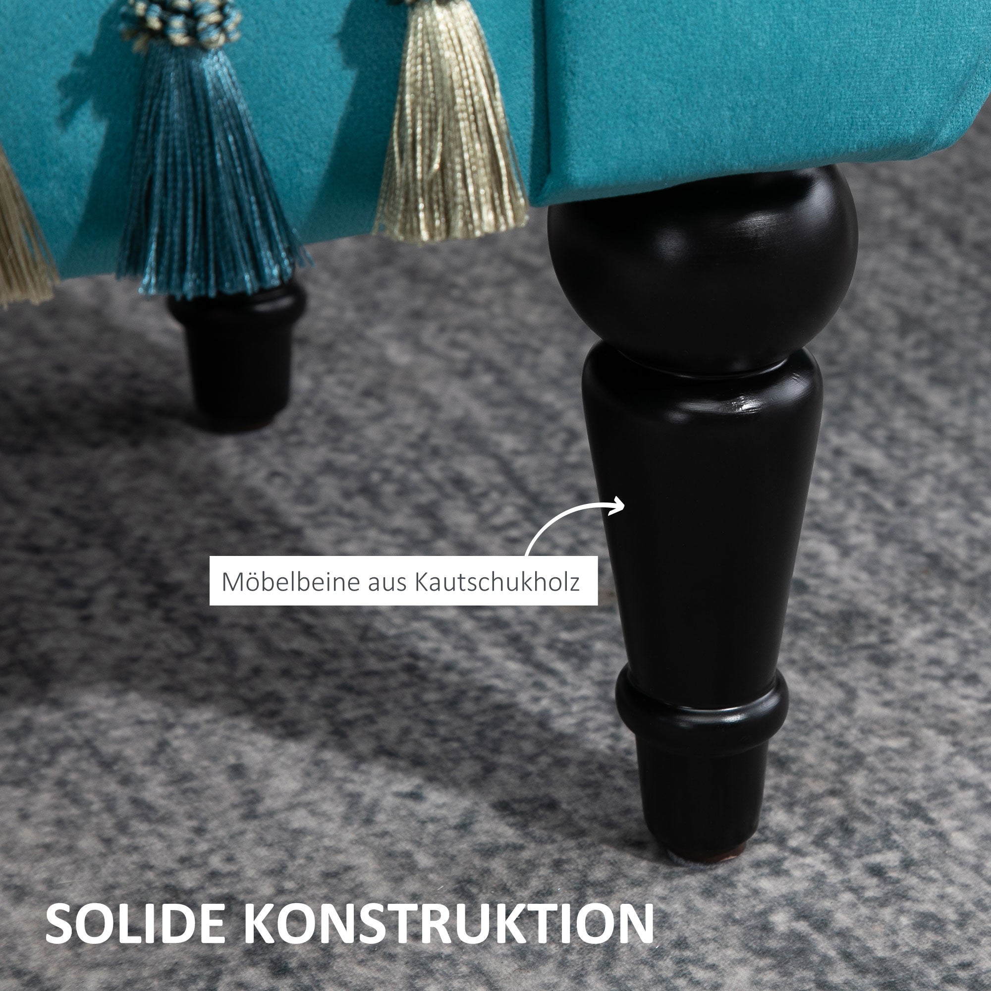 HOMCOM Sitzbank Polsterbank, Samtoptik, Luxus Bettbank mit Holzbeine, Flurbank für Schlafzimmer, bis 150 kg Belastbar, Blau, 117 x 40 x 58 cm