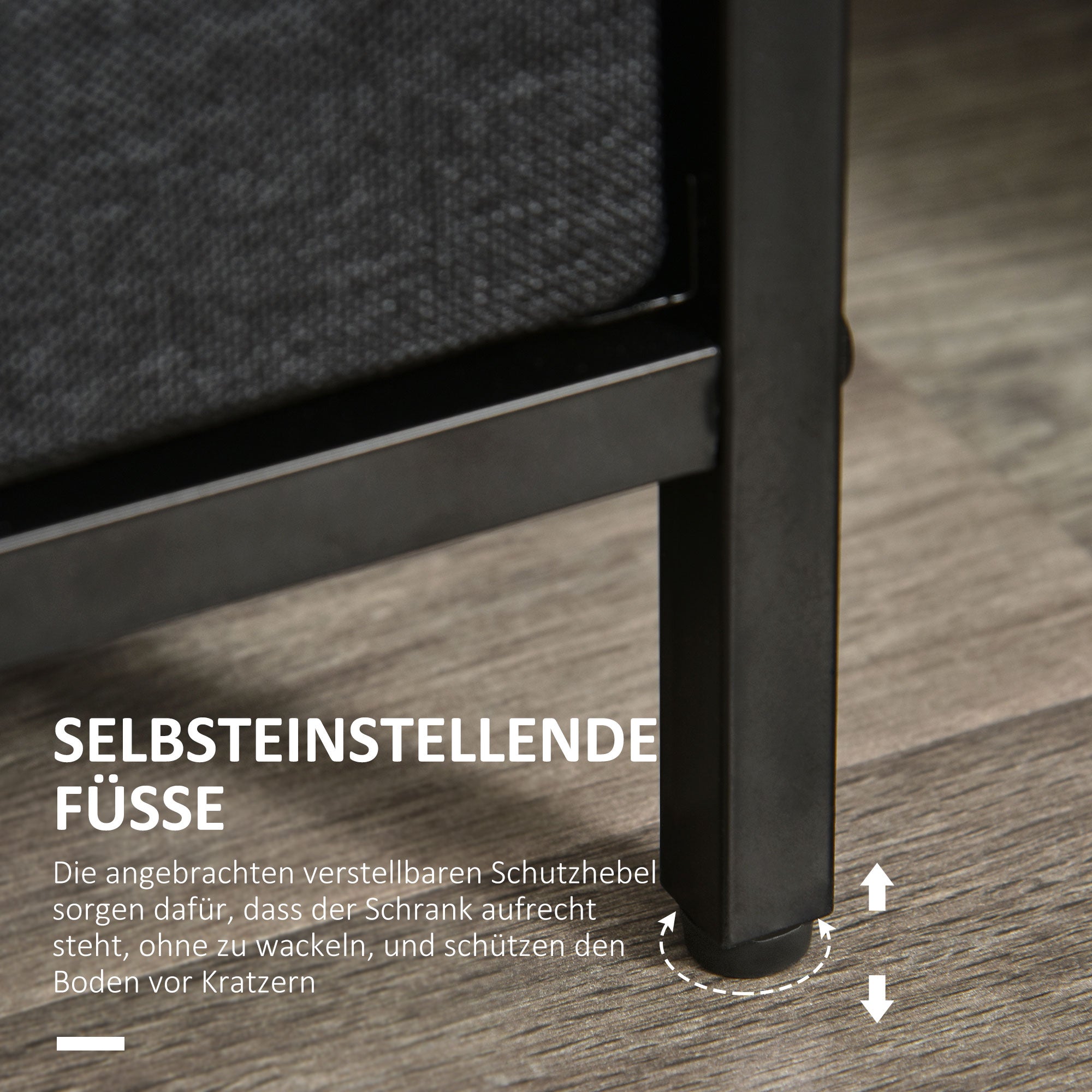 HOMCOM Kommode mit 3 Schubladen aus Leinen Aufbewahrungsschrank mit Ablage Griffen Schwarz