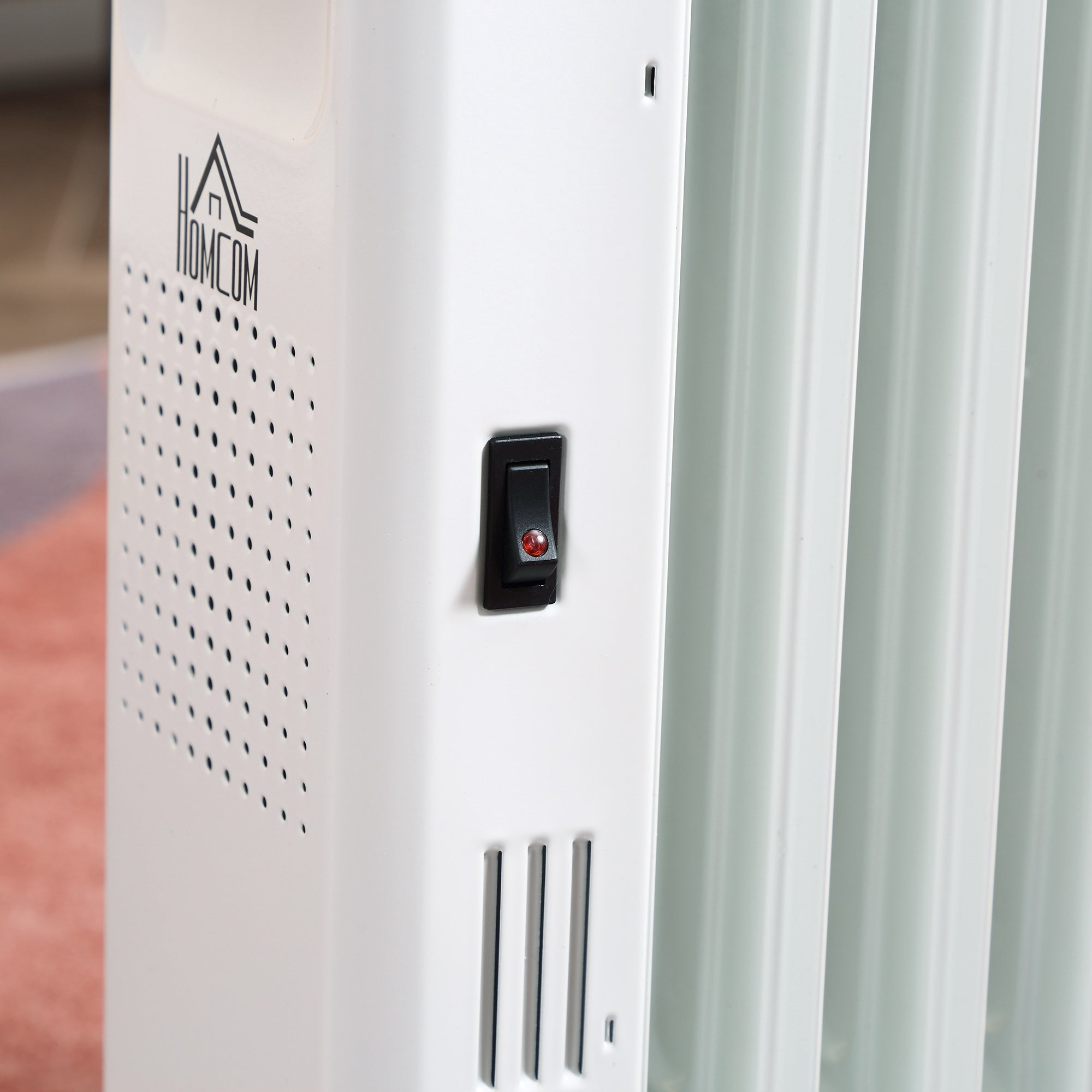 HOMCOM Ölheizung, 2500W, 3 Heizstufen, Zeitschaltuhr, frei beweglich, Stahl, weiß, 50,5 x 24 x 63 cm