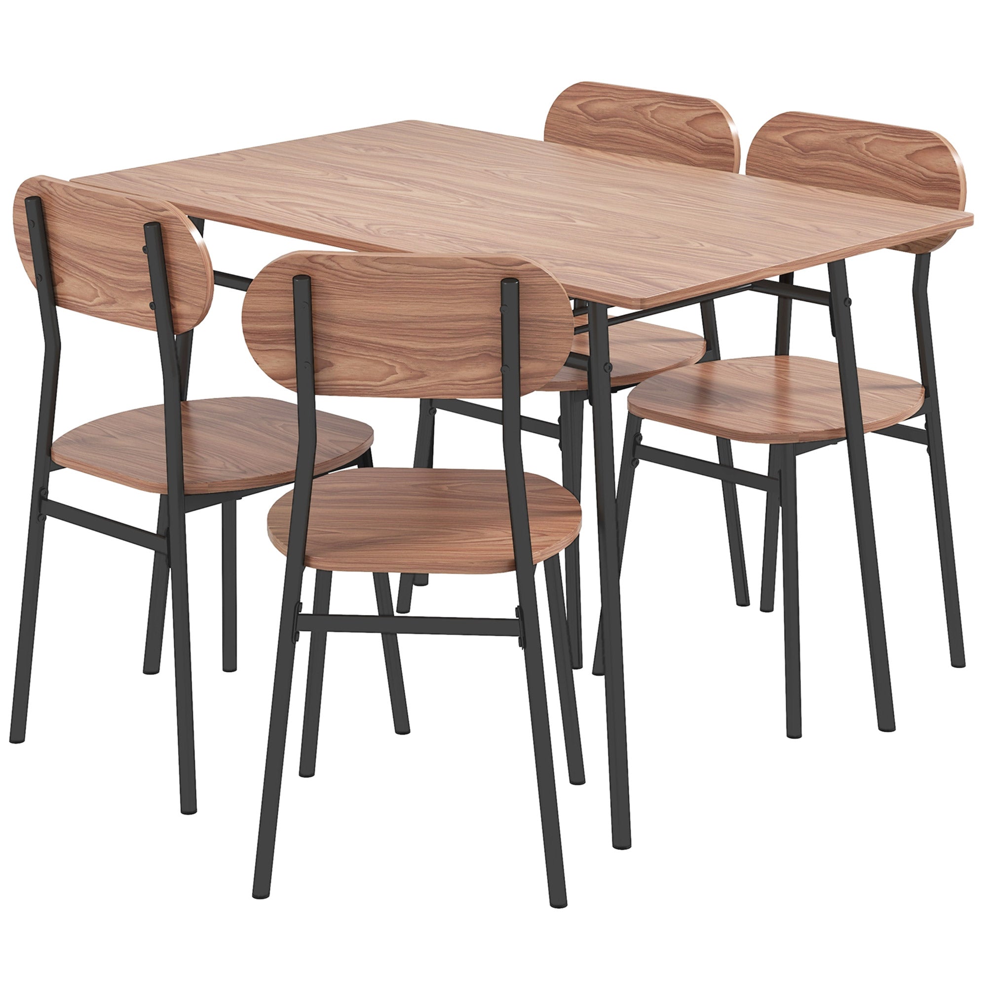 HOMCOM Essgruppe Tisch mit Stühlen Esszimmertisch, Industriedesign, 110 cm x 70 cm x 75 cm, Braun