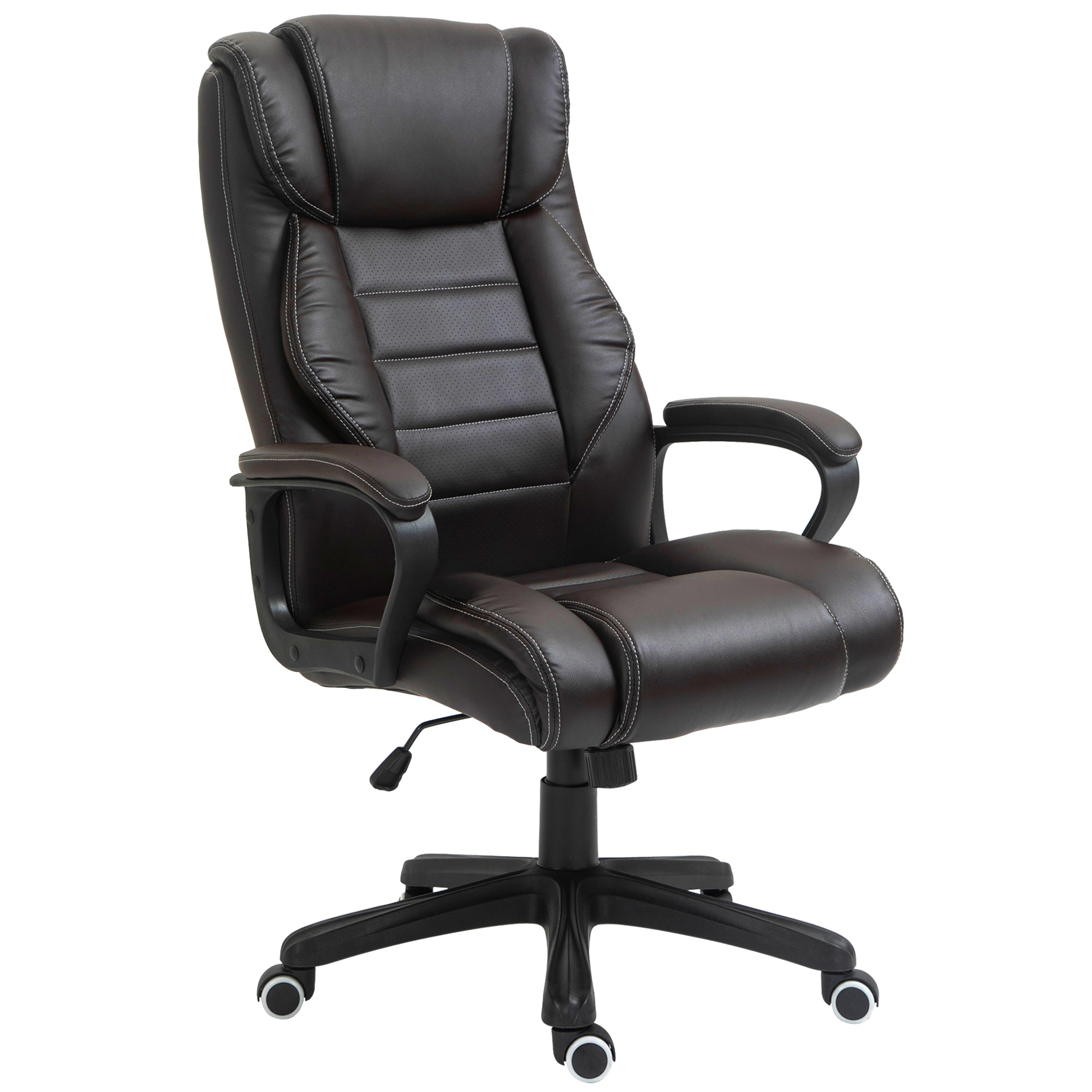 Vinsetto Bürostuhl mit Massagefunktion, höhenverstellbarer Chefsessel, ergonomischer Drehstuhl, 6 Vibrationspunkte, Braun