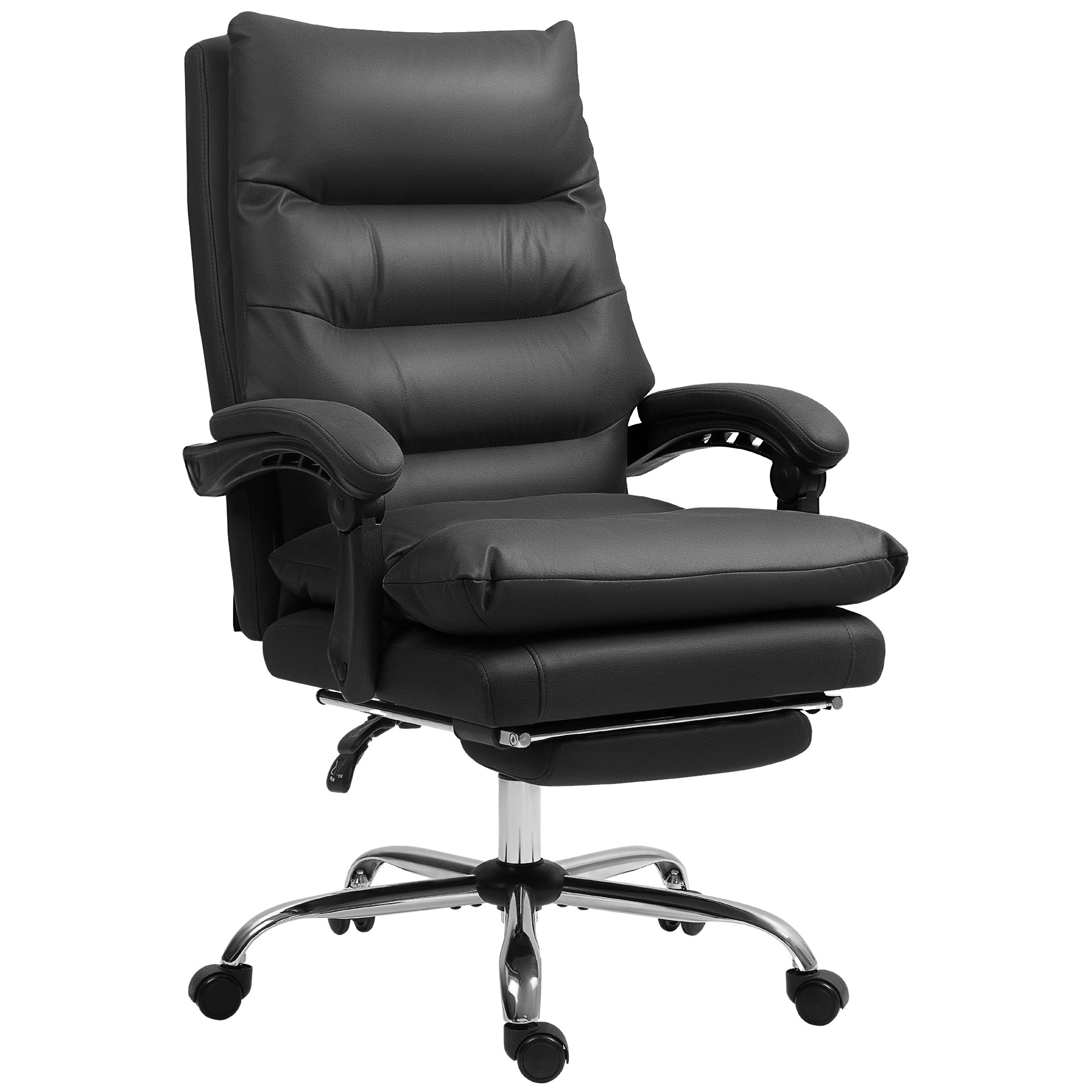 Vinsetto Bürostuhl mit Massagefunktion, beheizbar, neigbar, Kunstleder, 65x72x109-117cm, Schwarz