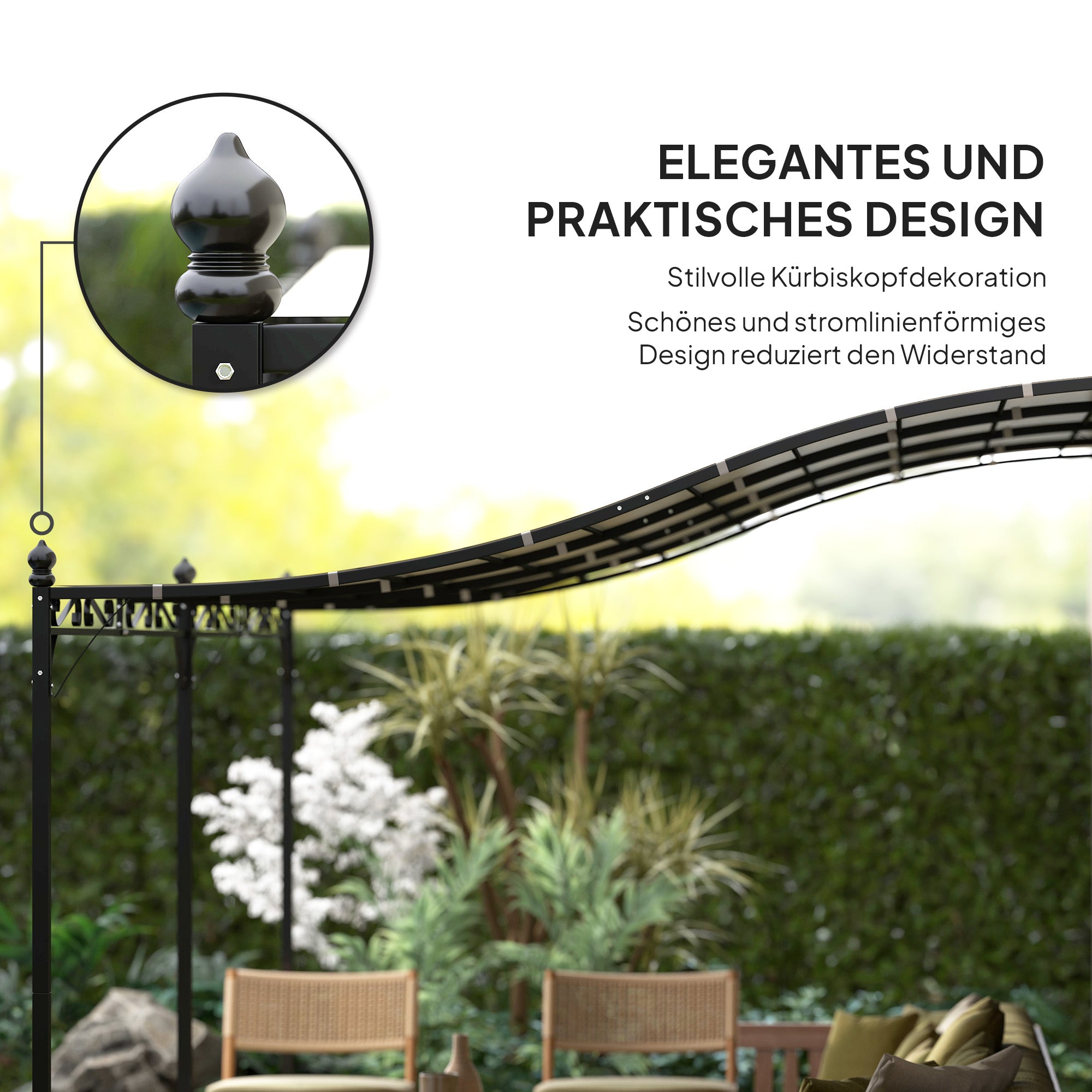 Outsunny 3 x 5 m Pergola, Flexibles Gartendach mit wasserfester Plane und Metallrahmen, Schattenspender, Cremeweiß