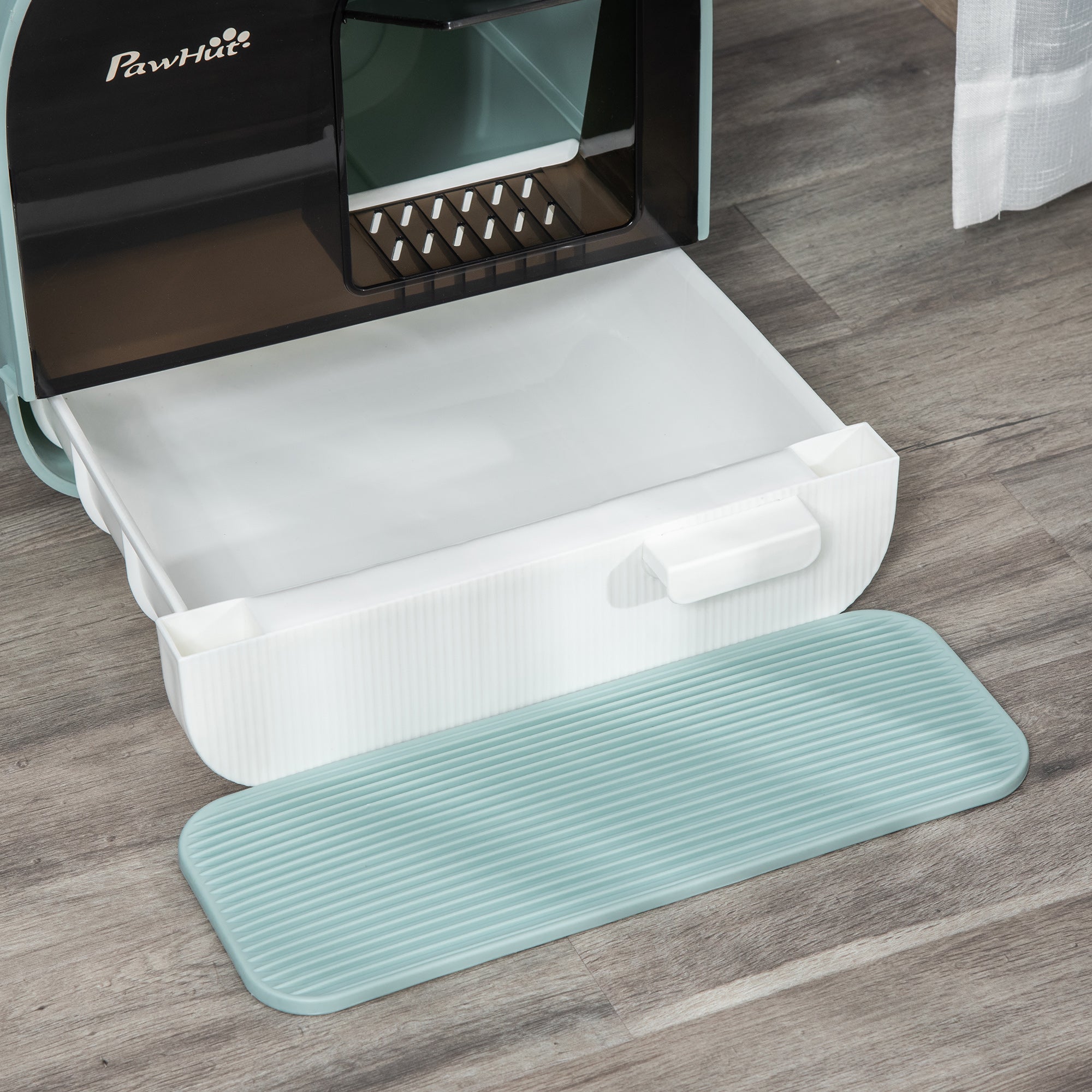 PawHut Katzentoilette Katzenklo mit Deckel Streuschaufel Streufangmatte Grün 43 x 44 x 47cm
