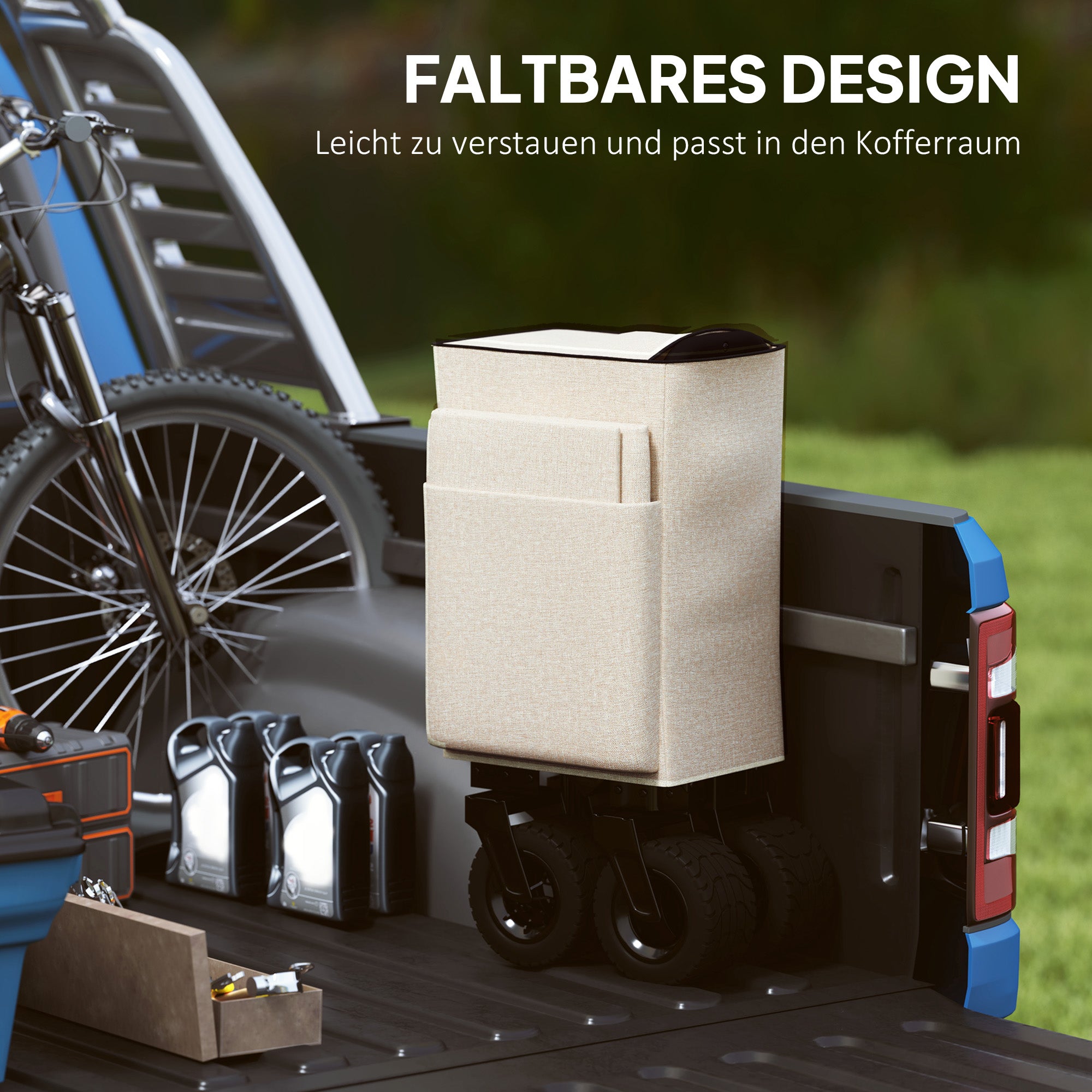 Outsunny Gartenwagen 100 kg belastbar, klappbar Transportwagen mit herausnehmbare Plane, 90 x 48 x 92 cm Beige