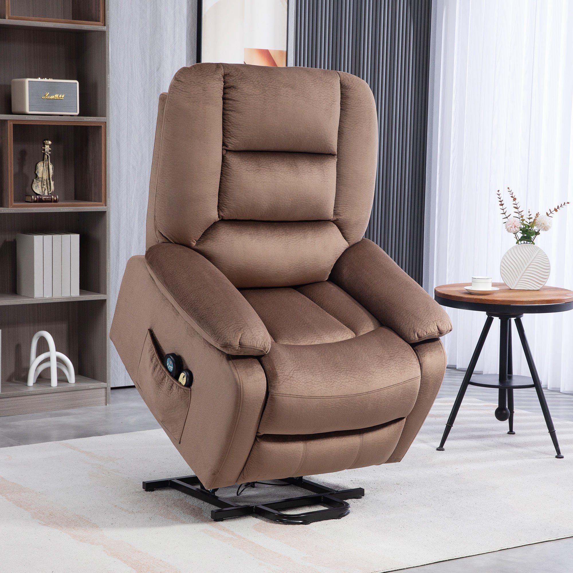 HOMCOM Aufstehsessel mit Massagefunktion, 90x93x110cm, Braun