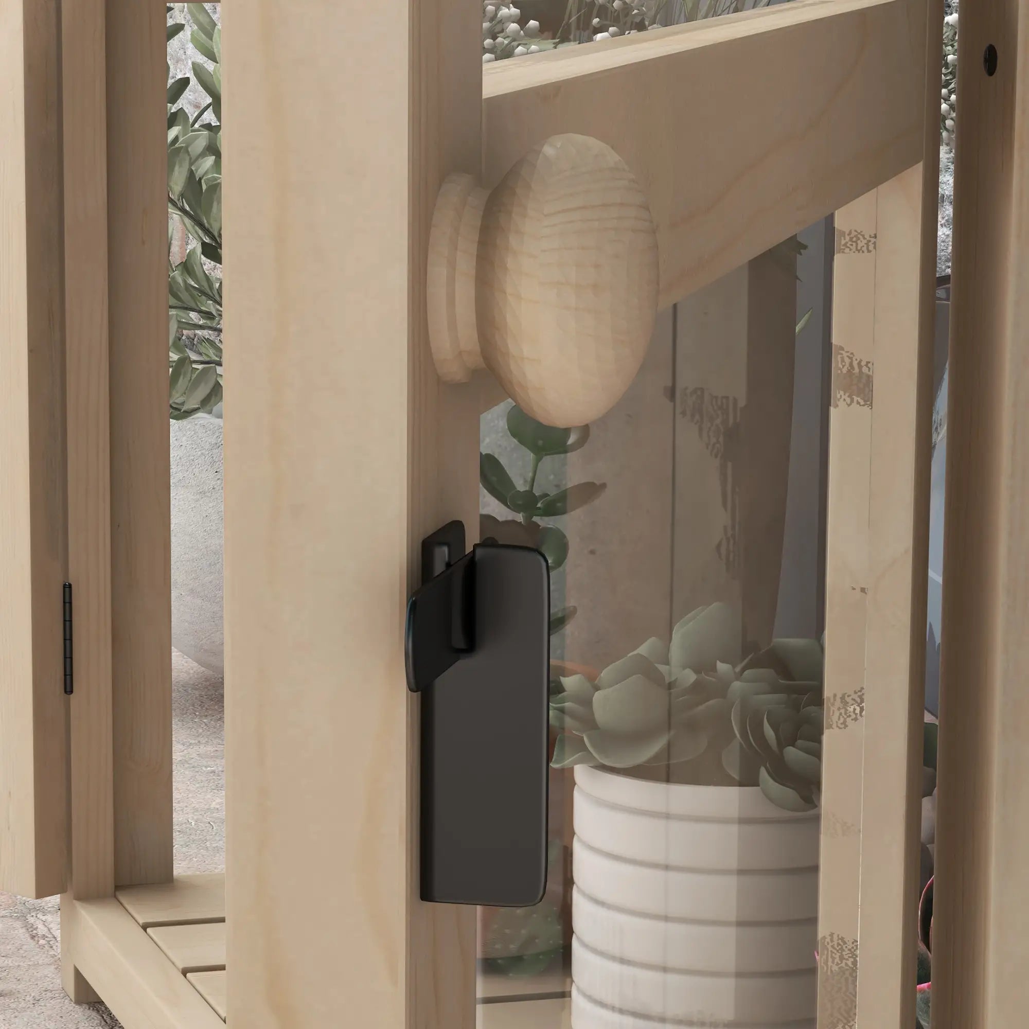 Frühbeet aus Holz 103x61?cm mit Tür & Fenster, Natur