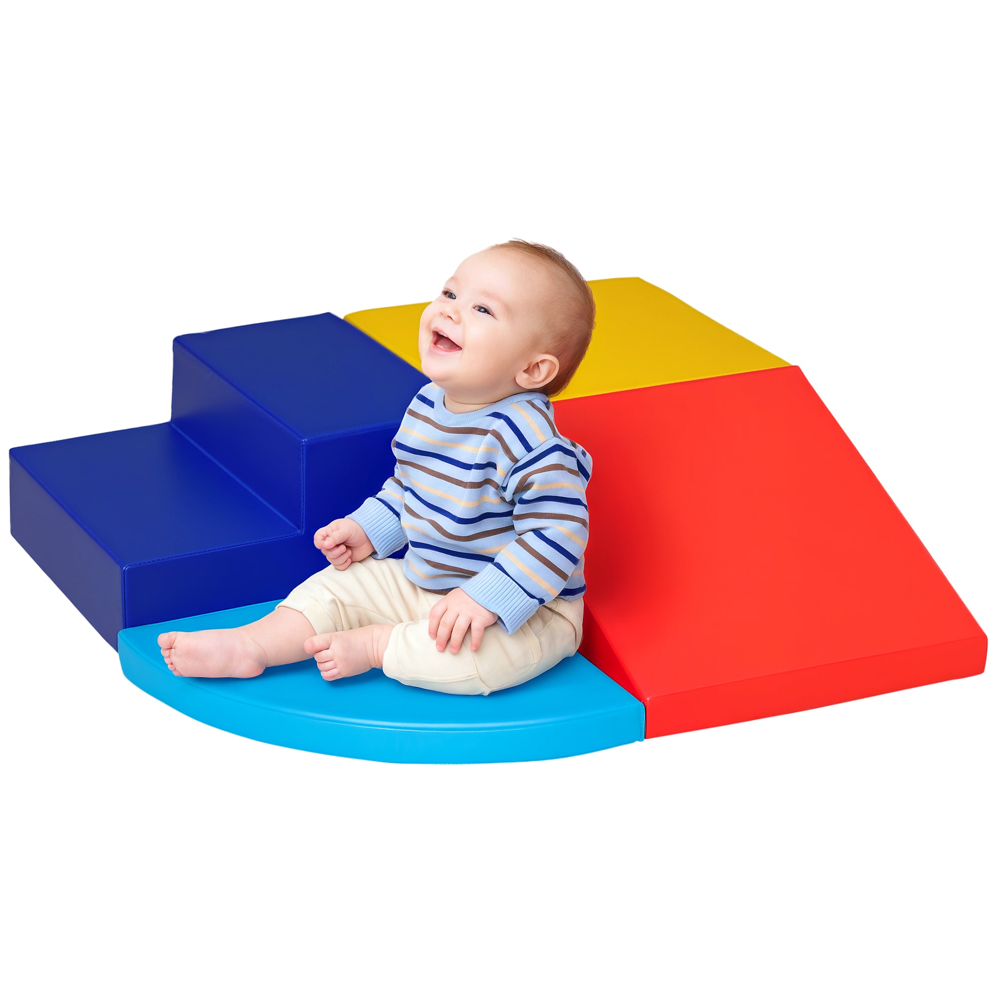 HOMCOM 4 TLG. Schaumstoff Bausteine Kinder Softbausteine klettern Bauklötze Weiche Riesenbausteine Bauspielzeug Grossbausteine Schaumstoffblöcke Spielbausteine für Baby & Kleinkinder Mehrfarbig