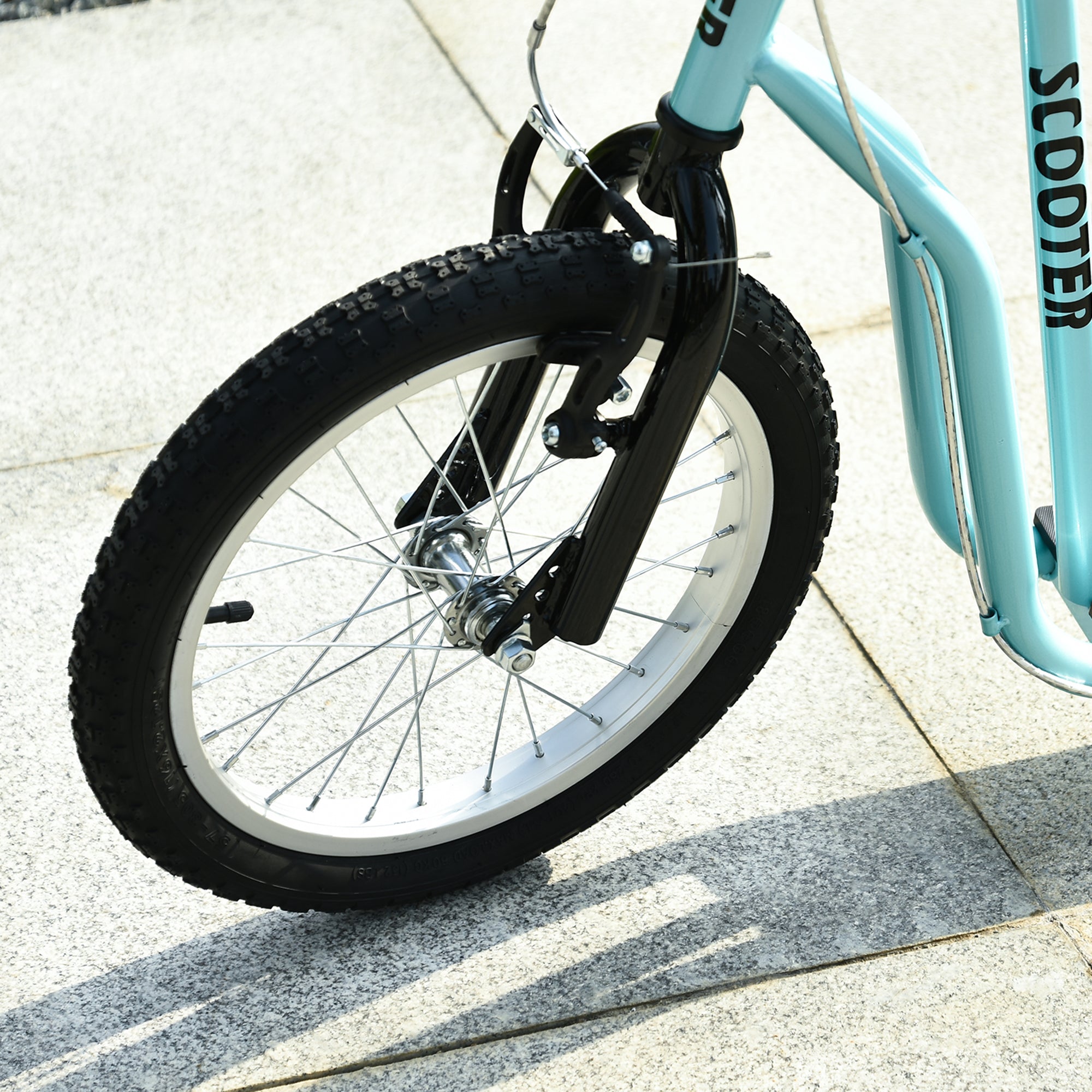 HOMCOM Kinderroller ab 5 jahre Scooter Tretroller Cityroller Kinder Roller Kickboard mit Luftreifen16/12 Zoll Blau 135 x 58 x 88-94 cm