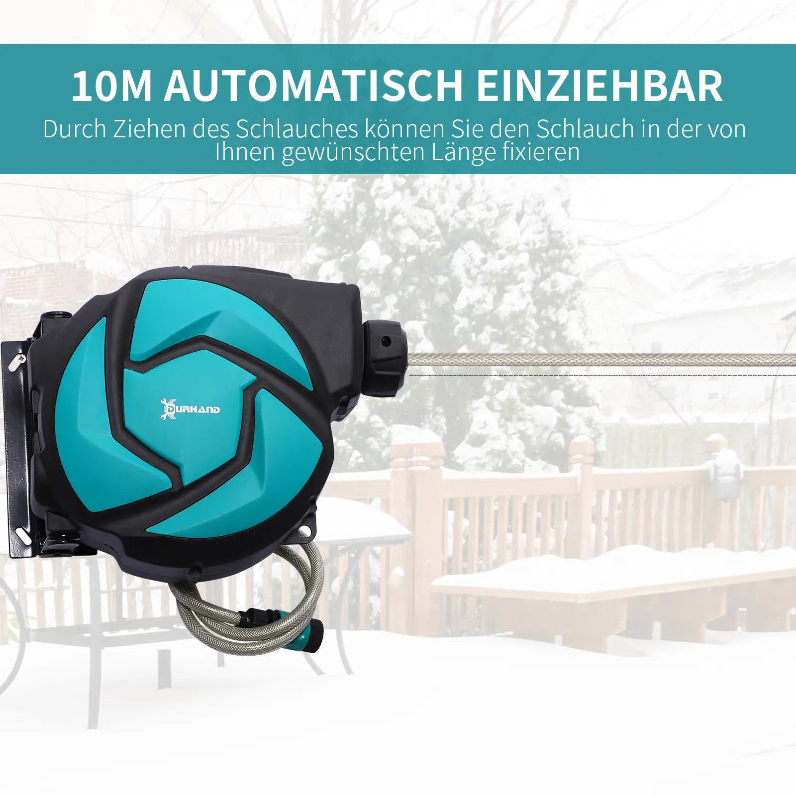 Durhand Gartenschlauchtrommel 10?m mit Multibrause & Frostschutz