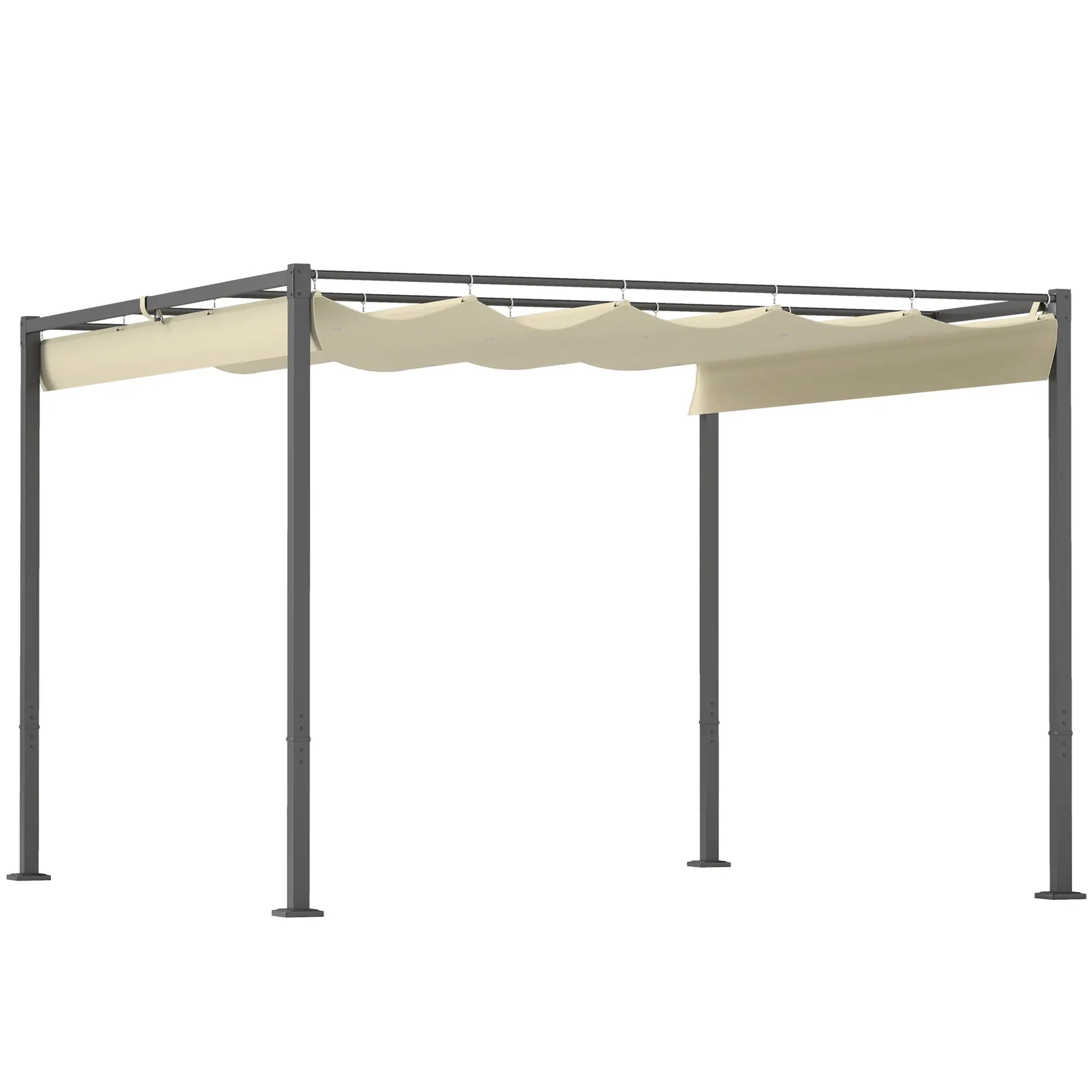 Outsunny Pergola 3x3?m Beige mit Schiebedach