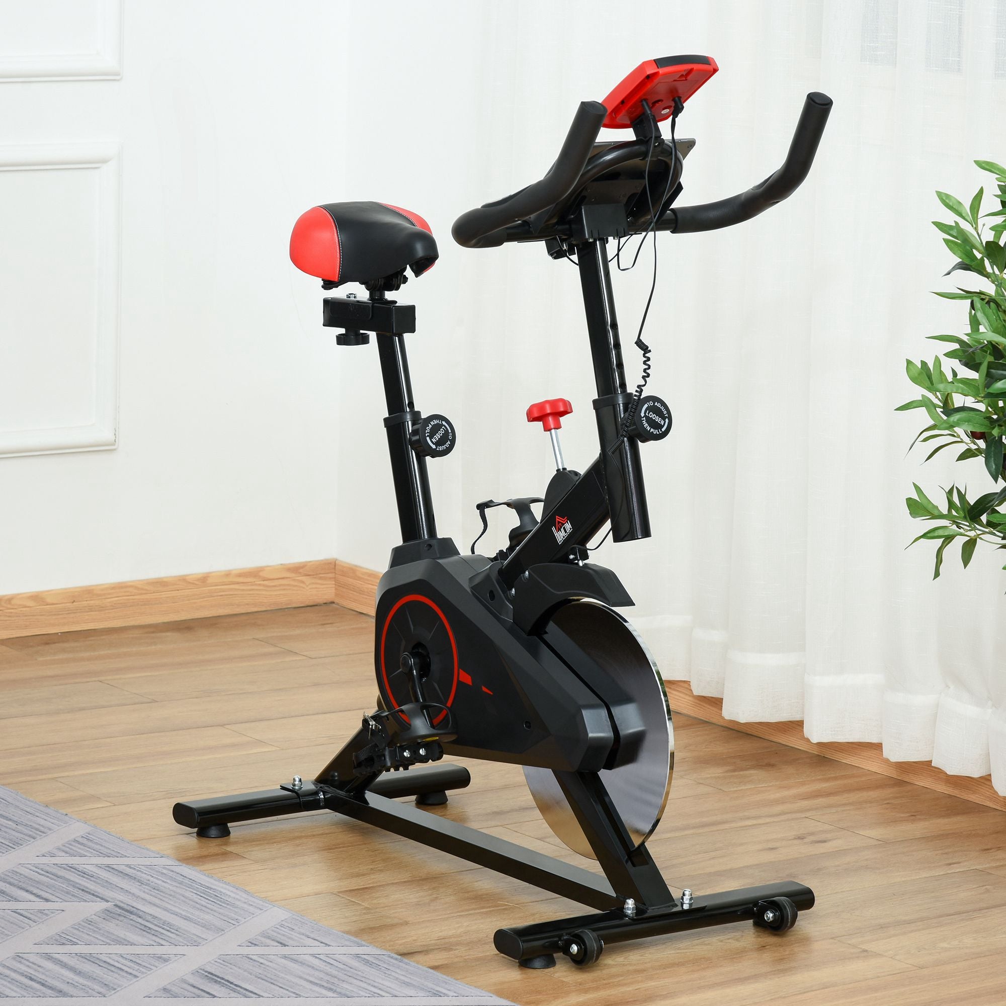 HOMCOM Indoor Cycling Bike Trainer Home Gym Fahrradtrainer Fitnessfahrrad 85 x 46 x 114 cm