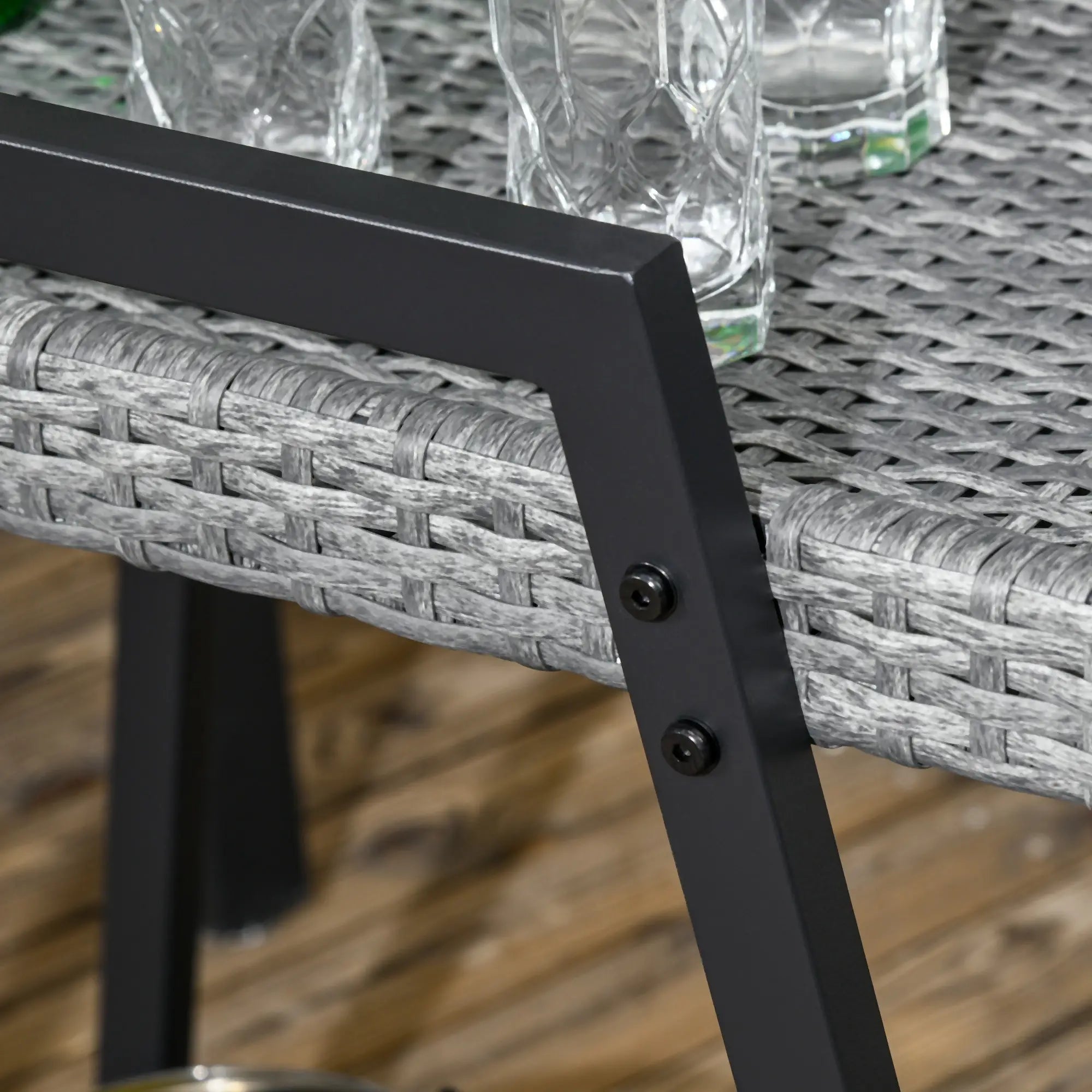 Outsunny Servierwagen Rattan mit Rollen 2 Etagen Griffe