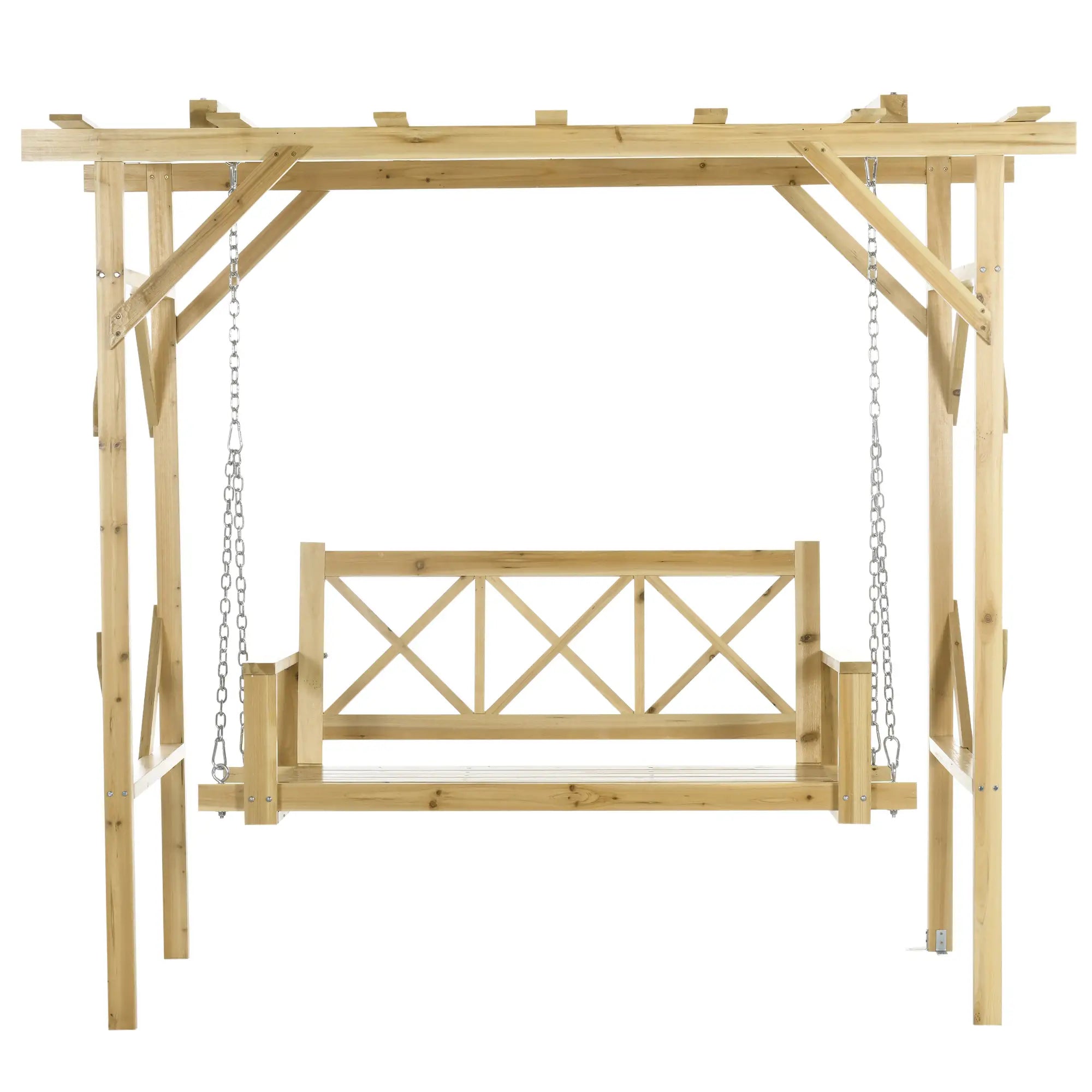 Outsunny Hollywoodschaukel Pergola höhenverstellbar Massivholz