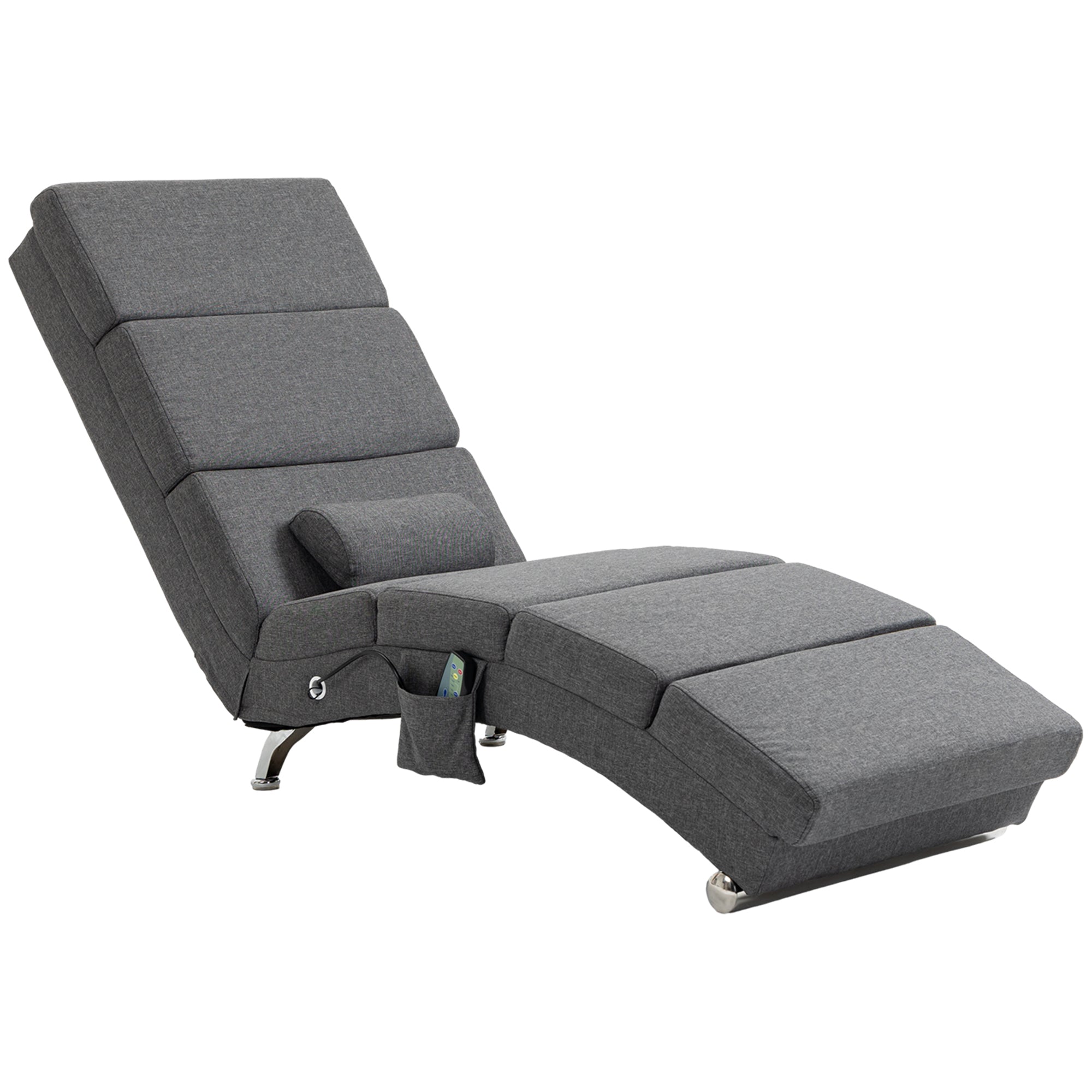 HOMCOM Massagesessel Relaxsessel Liegesessel 8 Vibrationspunkte, 5 Modi, 8 Vibrationspunkte, 56 x 168 x 84 cm, Grau