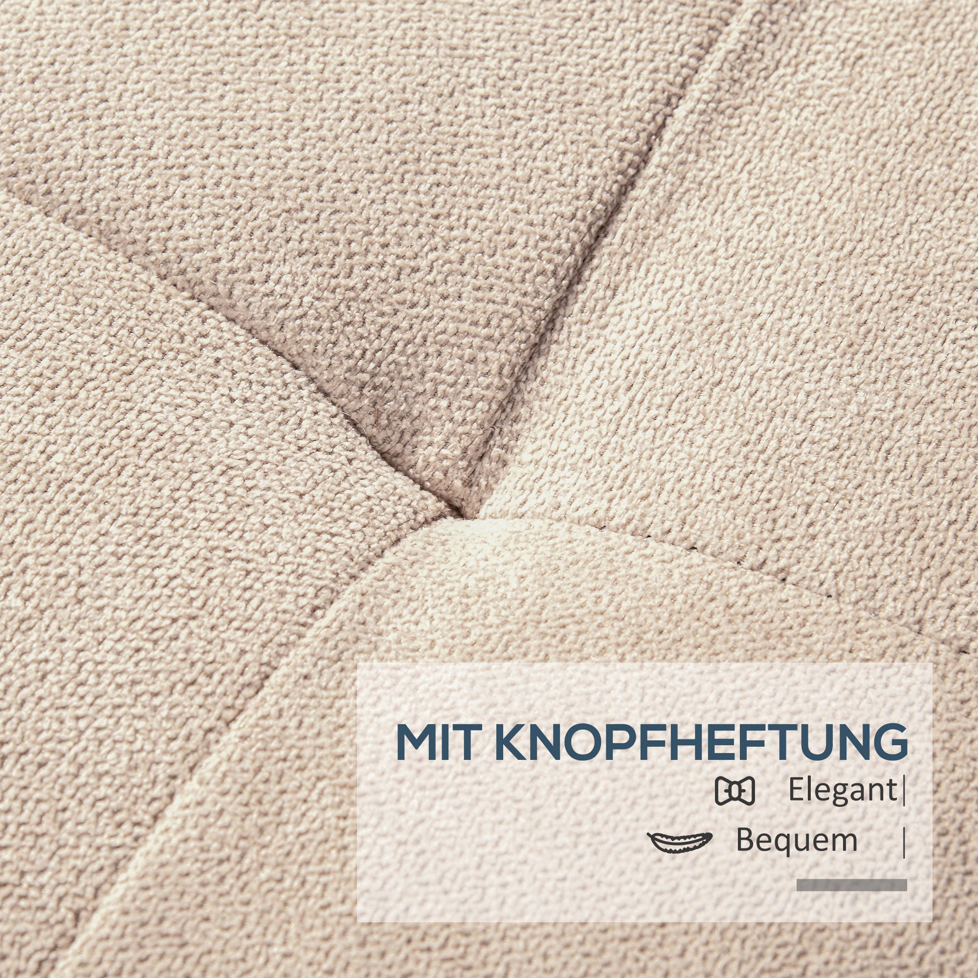 HOMCOM Polsterbank mit Stauraum, Knopfheftung, bis 120 kg, 125 x 49 x 41,5 cm, Beige