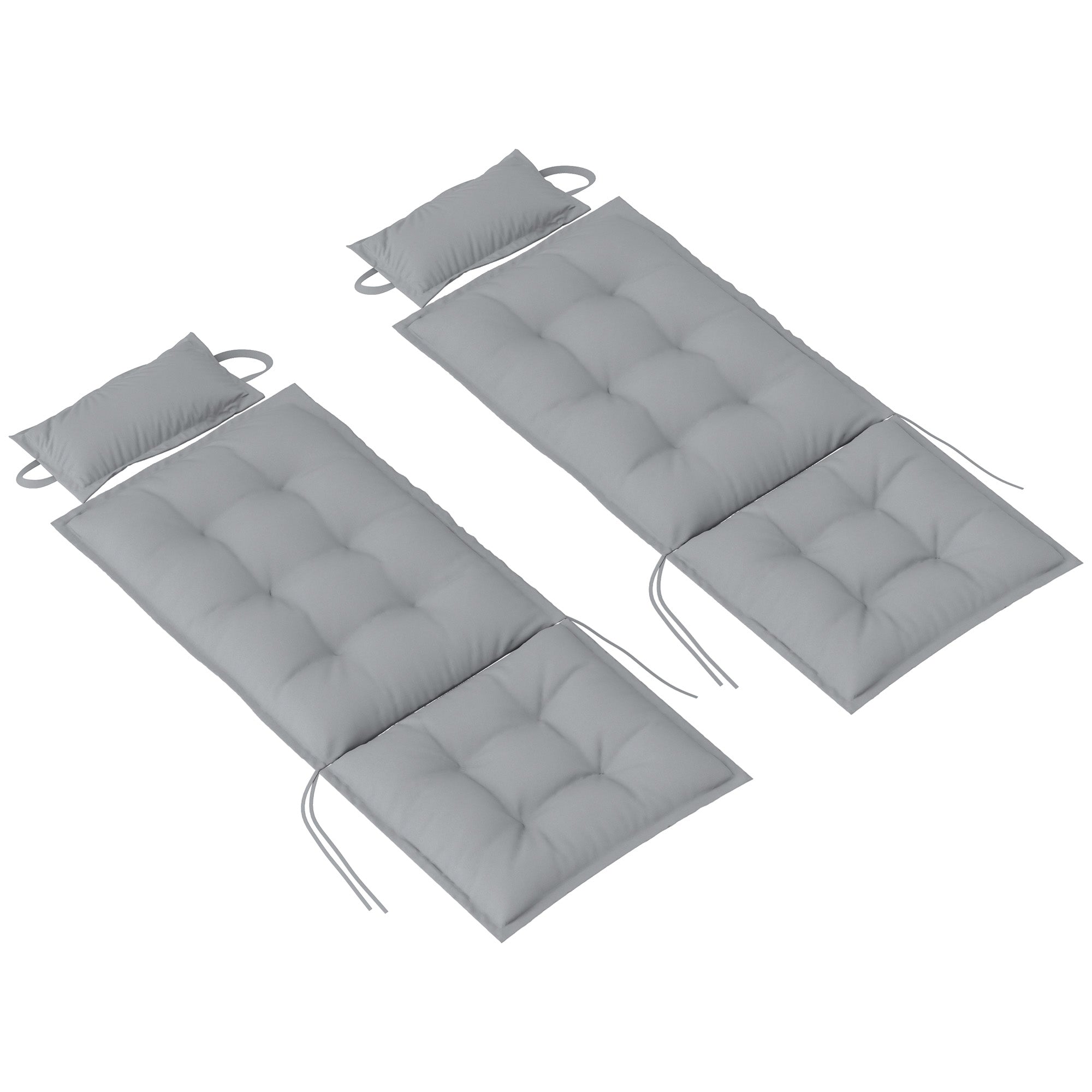 Outsunny 2er Set Auflage für Sonnenliege Wasserabweisend Liegenauflage für Gartenliege Polsterauflage 50x116x5 cm, Hellgrau