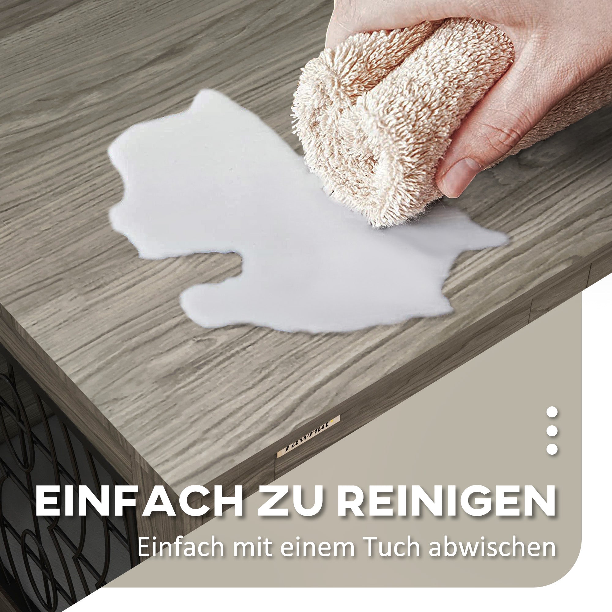 PawHut Hundebox mit Liegekissen, bis 20kg/50cm Körperlänge, Metall, 80x56x63cm, Grau/Holzdekor