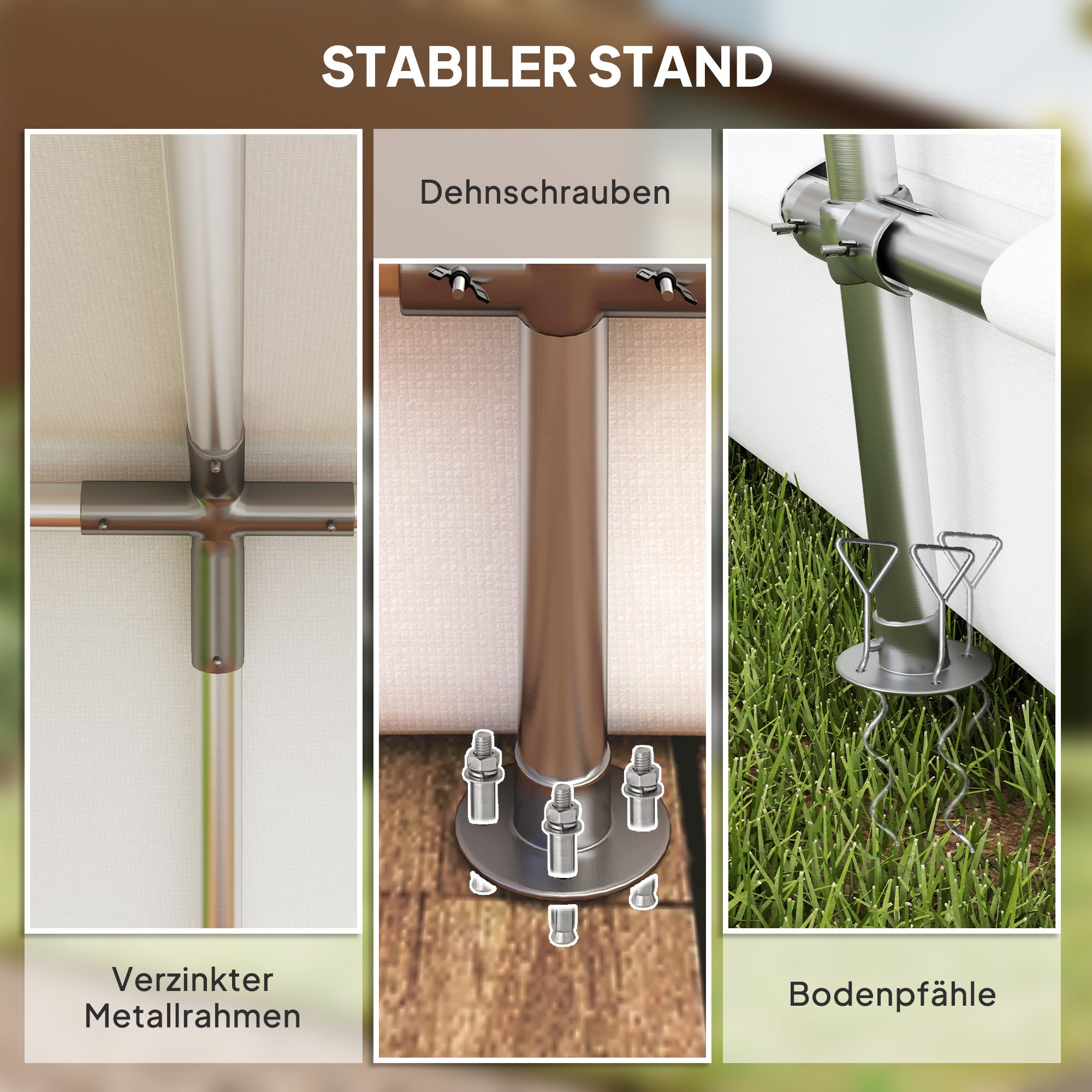 Outsunny 3 x 6 m Wasserdichter Gartenschuppen mit UV-beständiger Kunststoff-Plane und Metallgestell, Hellgrau