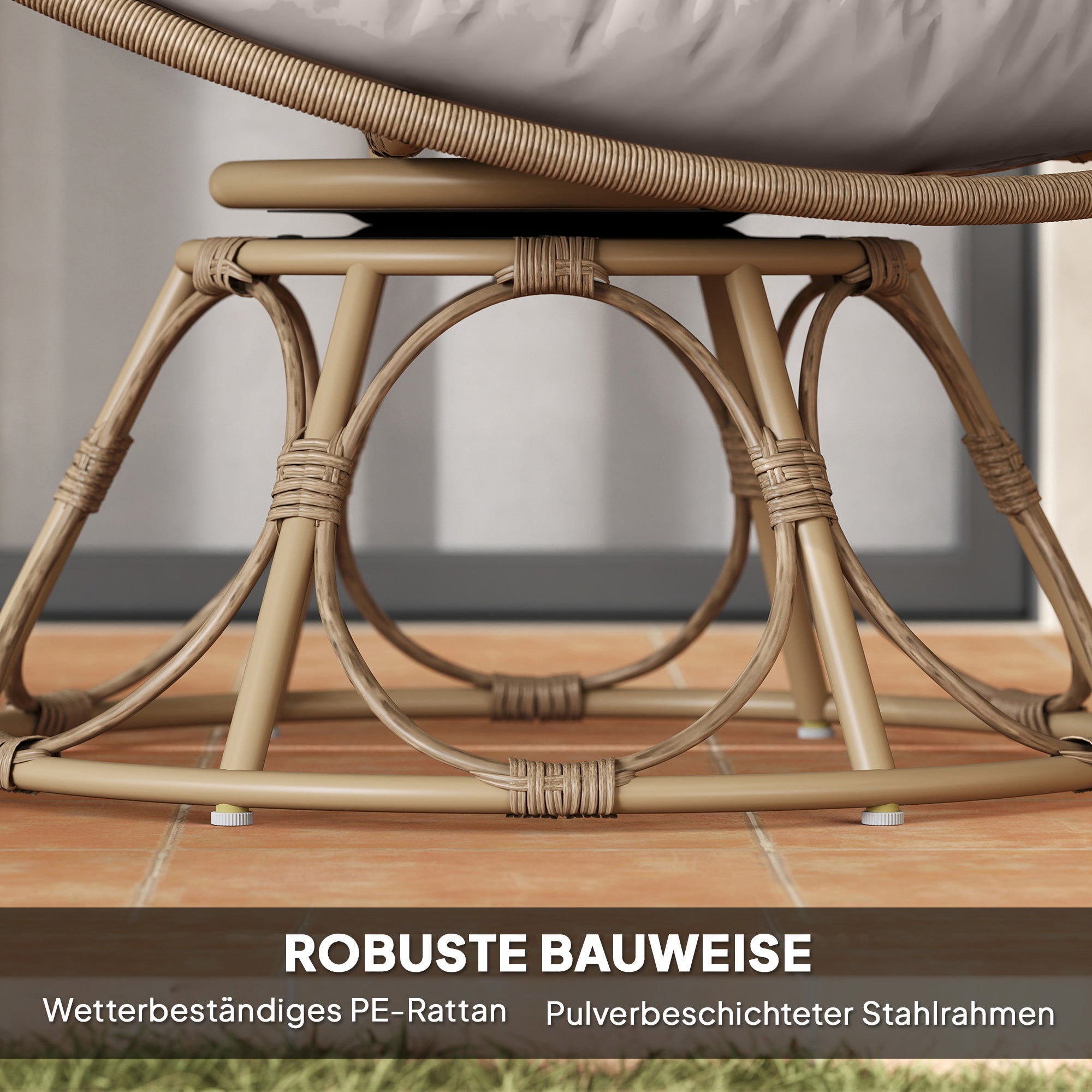 Outsunny Papasansessel Rattan 360° drehbar Korbsessel mit Sitzkissen runder Outdoor