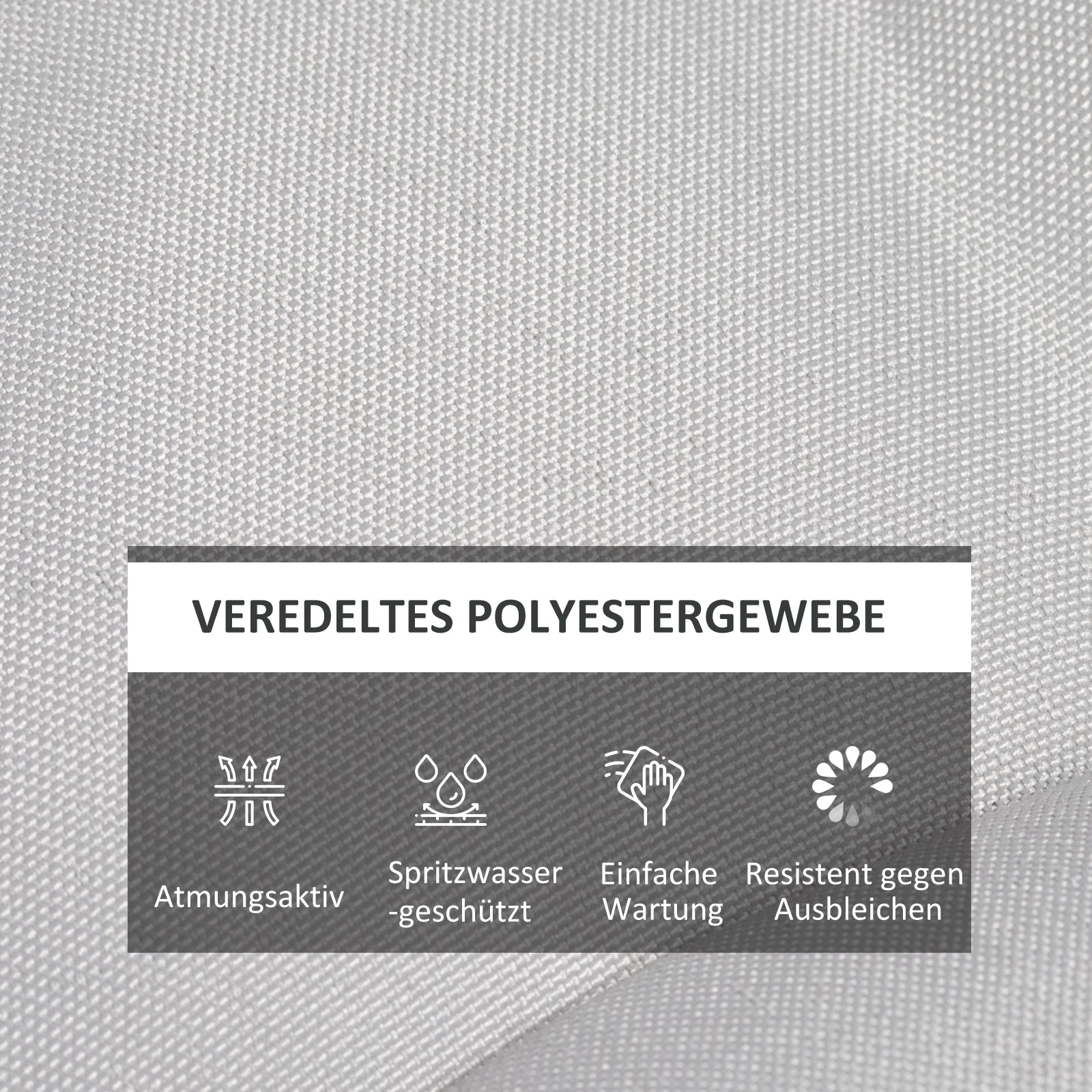 Outsunny Gartenstuhauflage Sitzpolster Gartenpolster, mit Steppung, 40 x 40 x 4 cm, Hellgrau