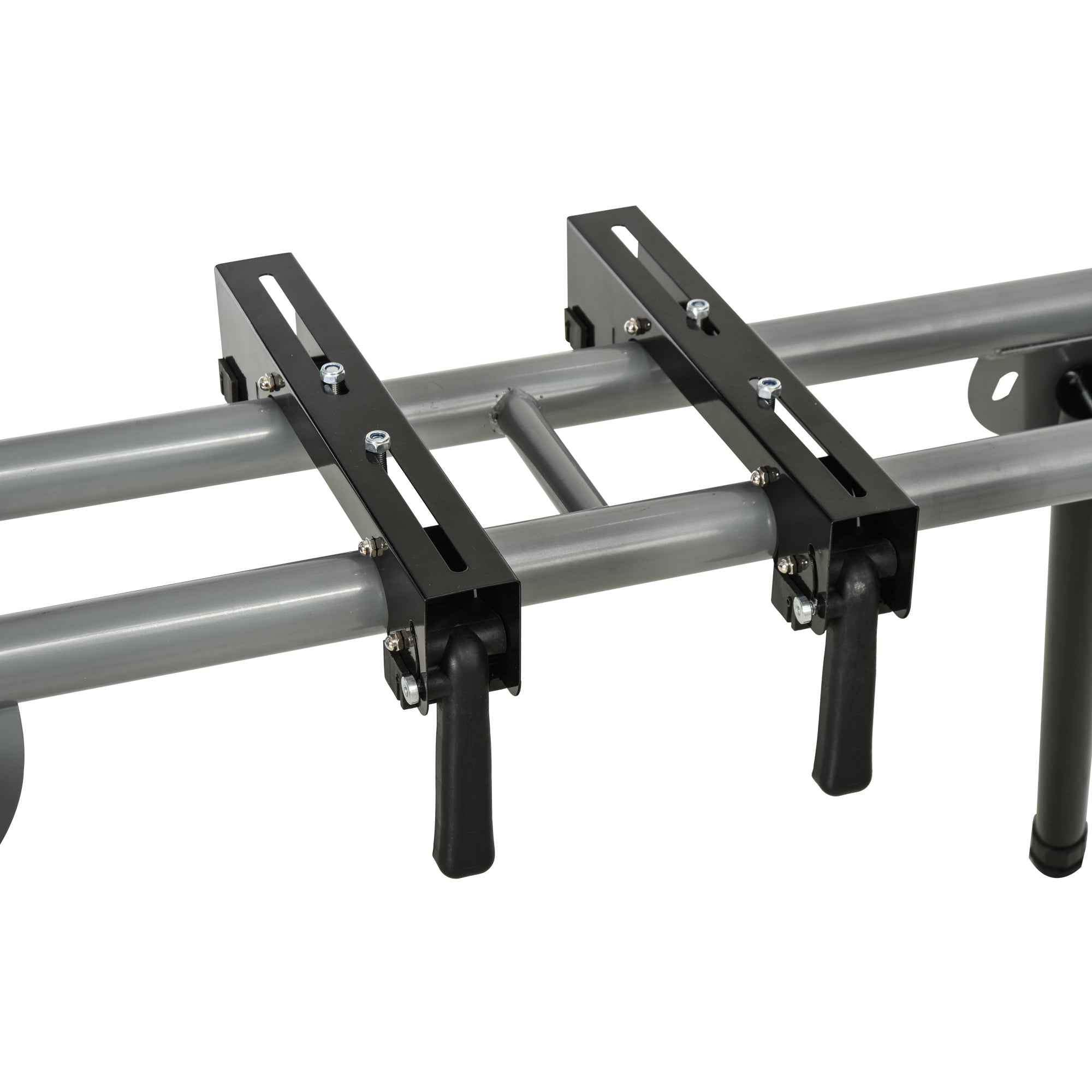 DURHAND Untergestell für Kappsägen Arbeitstisch für Kapp- und Gehrungssägen Sägengestell Kappsäge Stahl Schwarz+Silber Seitenverlängerung 123,5-245 cm