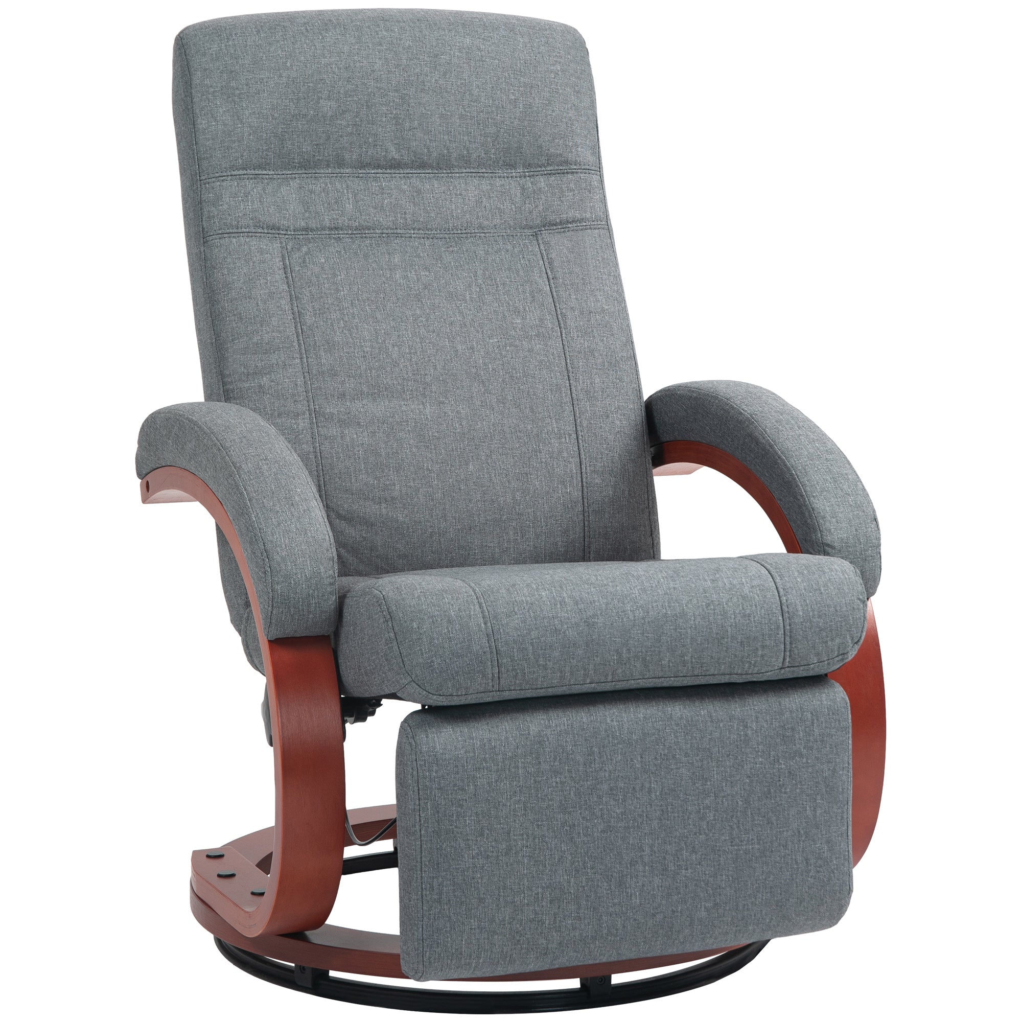 HOMCOM Relaxsessel mit klappbarer Fußstütze, drehbar, neigbare Lehne, Leinenoptik, bis 140 kg, Grau