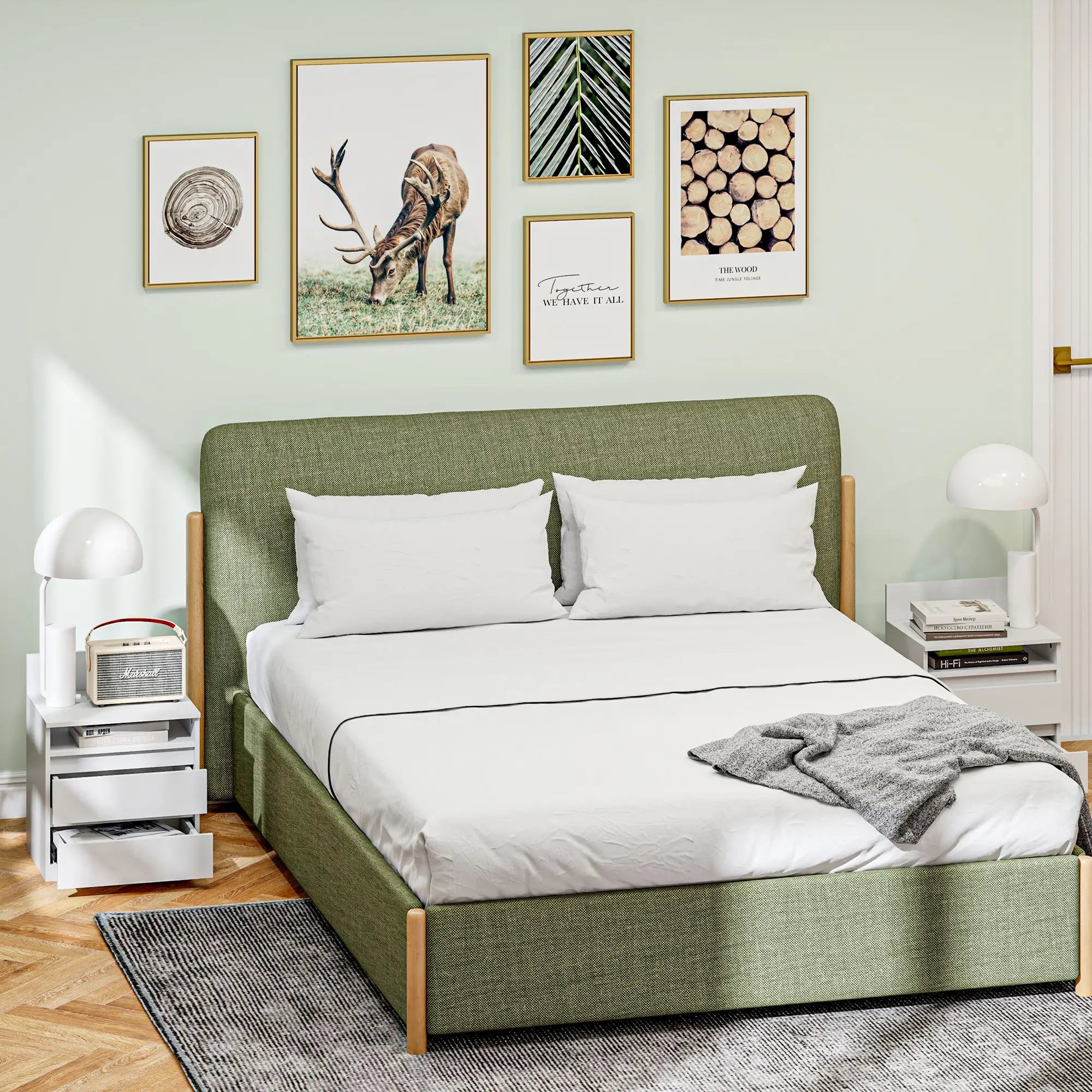 HOMCOM Nachttisch im 2er-Set mit Schubladen und Ablage, moderner Beistelltisch, für Schlafzimmer, Weiß