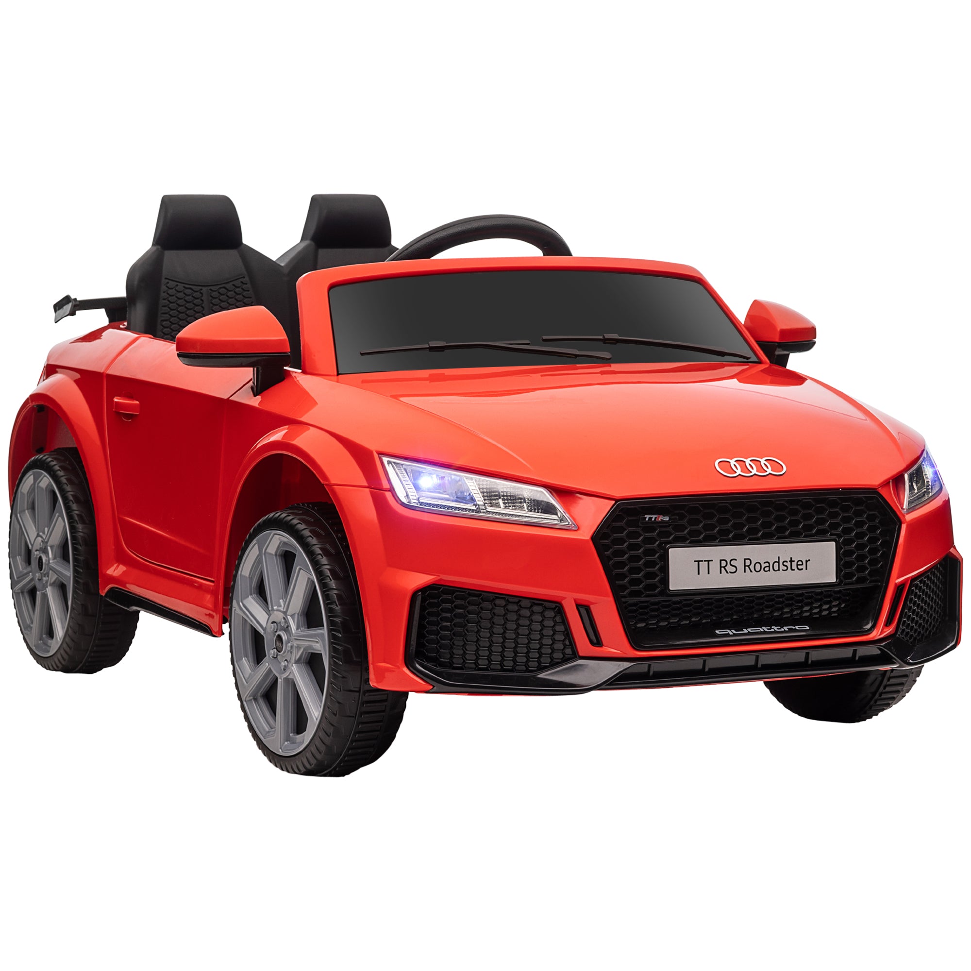 HOMCOM Audi Kinder Elektroauto 12V mit 2,4G Fernbedienung, Musik, Hupe, Elektrofahrzeug mit LED-Leuchte, USB/MP3-Anschluss, Rückwärtsfunktion, für Kinder 3-5 Jahre, Rot