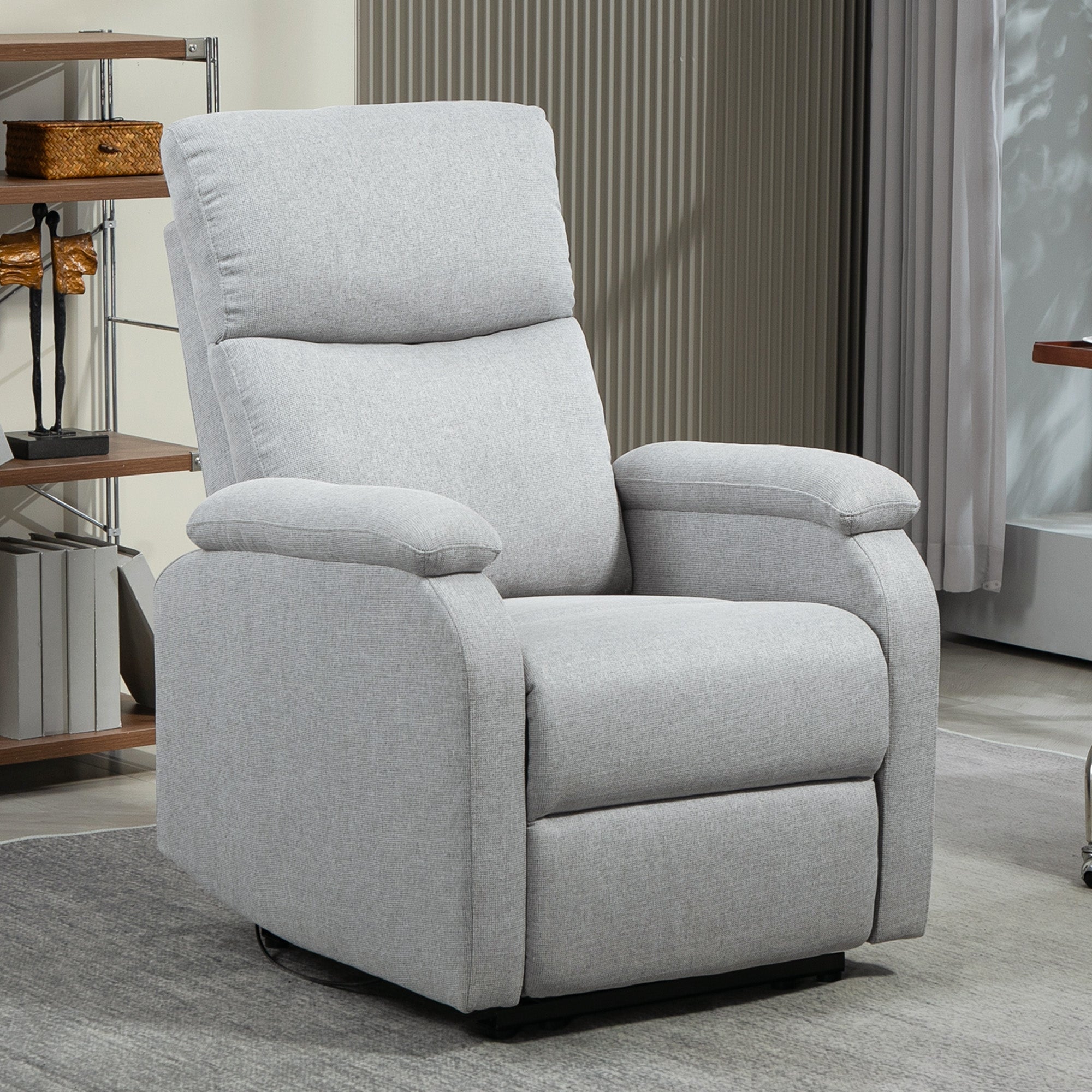 HOMCOM Recliner-Sessel, Entspannungssessel mit verstellbarer Rückenlehne, Fußstütze, Polstersessel für Wohnzimmer, Grau