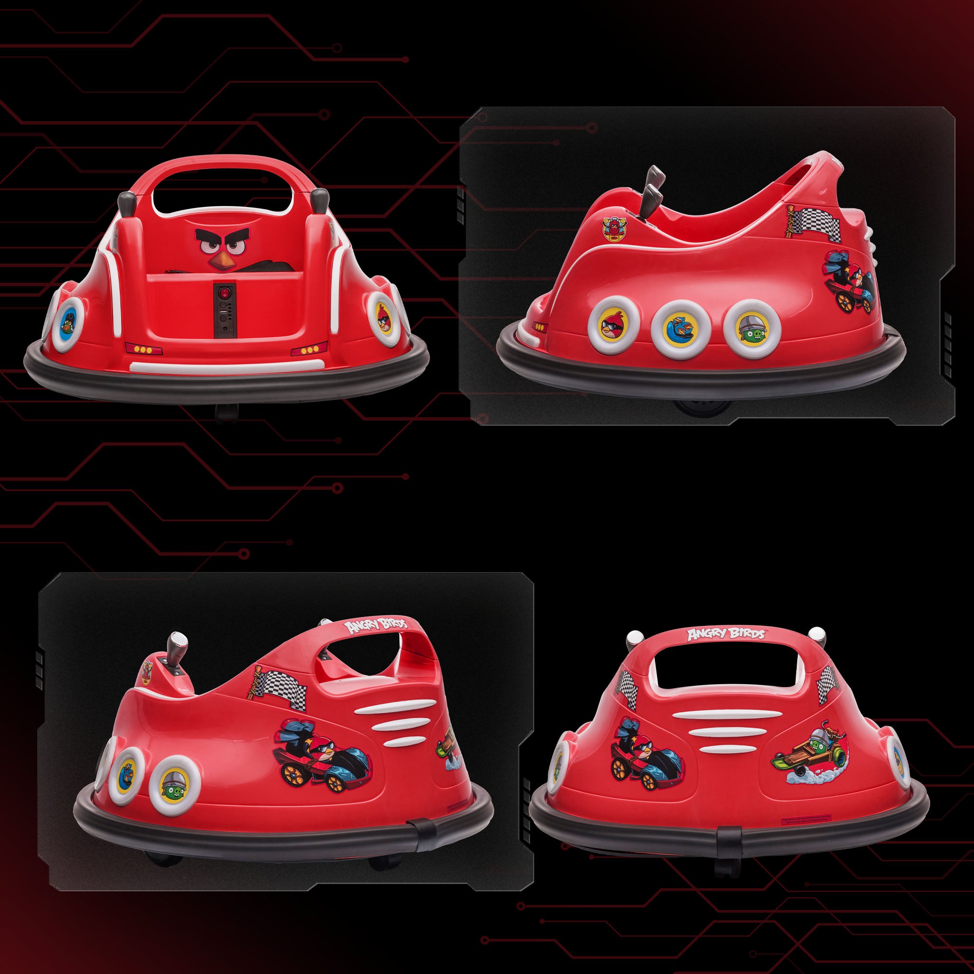 AIYAPLAY Kinder-Autoscooter, 360°-Drehung, für 3-5 Jahre, mit Fernbedienung, Musik, Rot