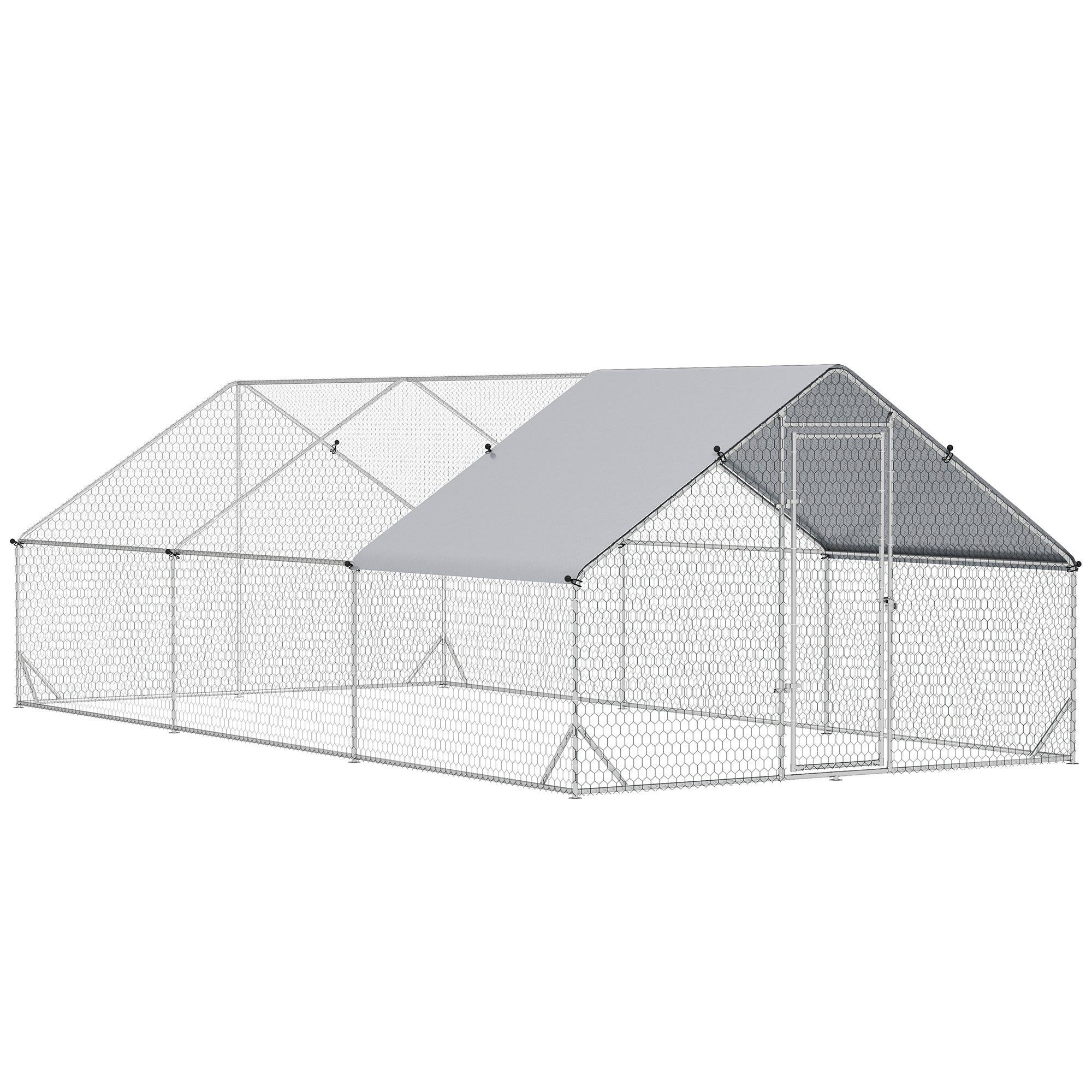 PawHut Hühnerstall, Freilaufgehege, Geflügelstall mit Schattendach, Freigehege für 4-6 Hühner, Enten Kaninchen, 3 x 2 x 2 m