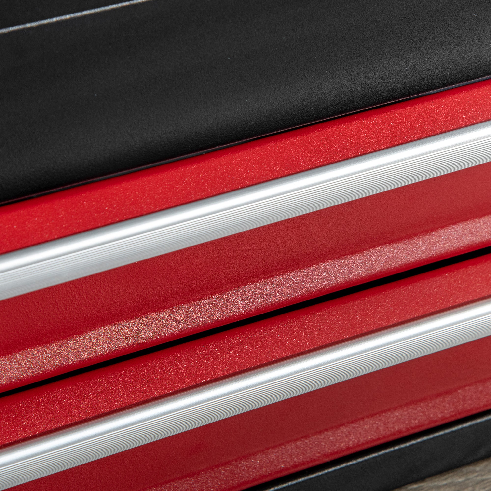 DURHAND Werkzeugkoffer, Werkzeugkasten, 2 Schubladen, abschließbar, Stahlgehäuse, schwarz+rot, 46 x 24 x 22cm