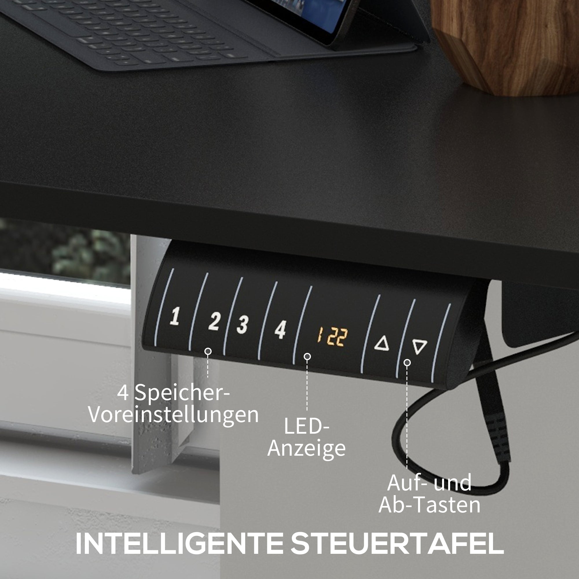 Vinsetto Stehpult höhenverstellbarer Computertisch Schreibtisch, 140 cm x 70 cm x 116 cm, Schwarz