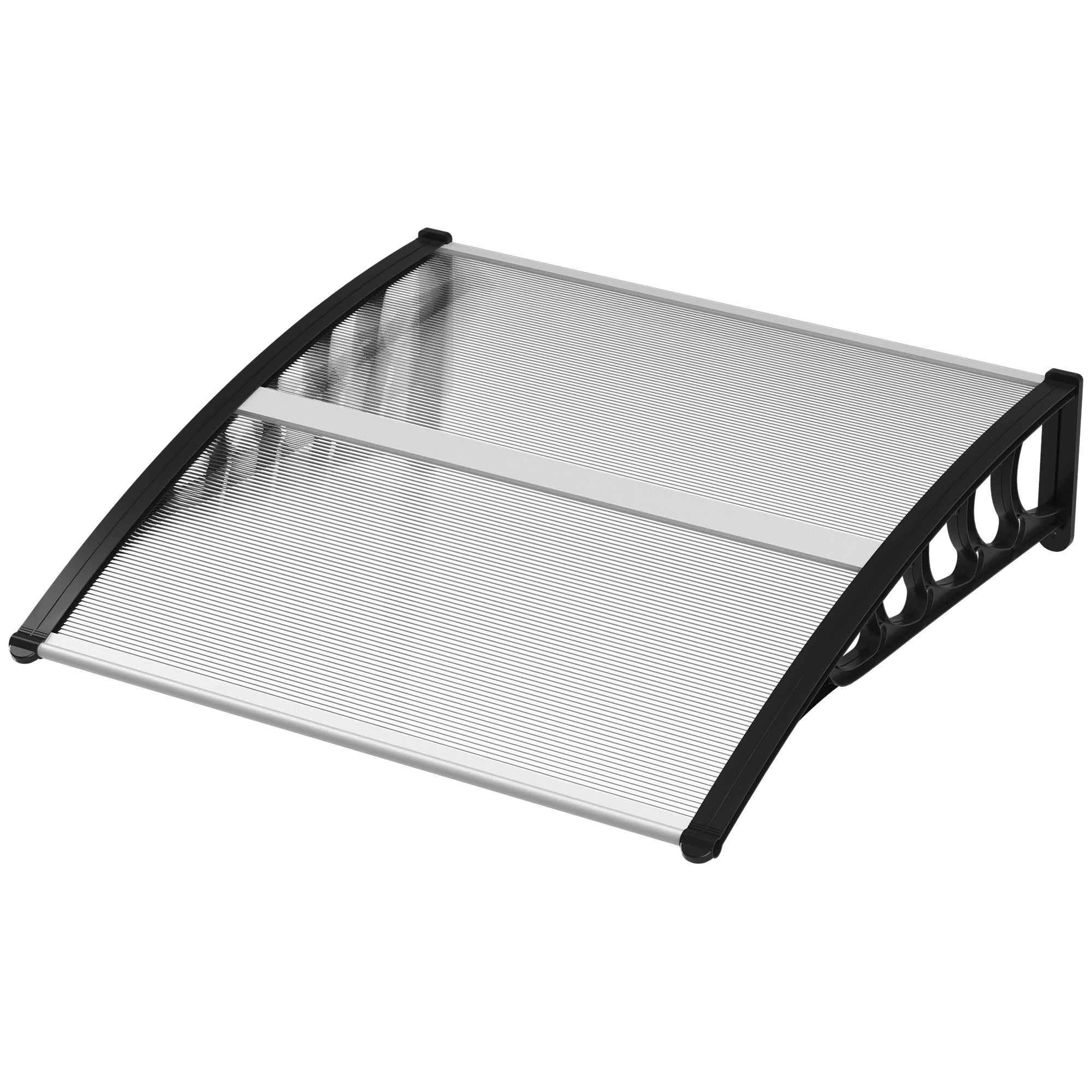 Outsunny Vordach für Haustür/Fenster, wetterfest, transparent, Aluminium/Polycarbonat, 103x96,5x27cm, Schwarz