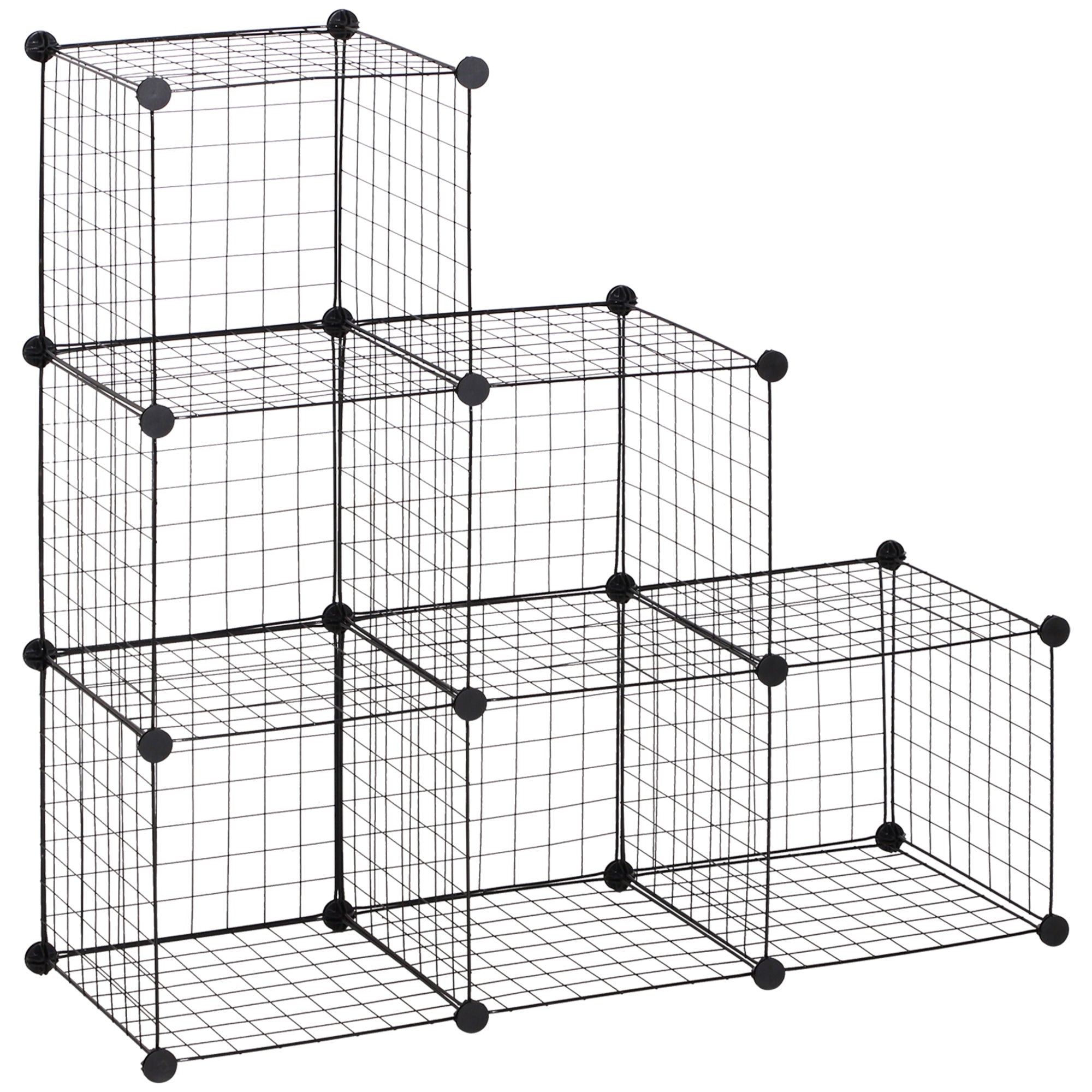 HOMCOM Metallwürfel-Regal, Anpassbarer Würfelschrank für Kleidung, Bücher, Spielzeug, flexibel, 109L x 37B x 109H cm, Schwarz