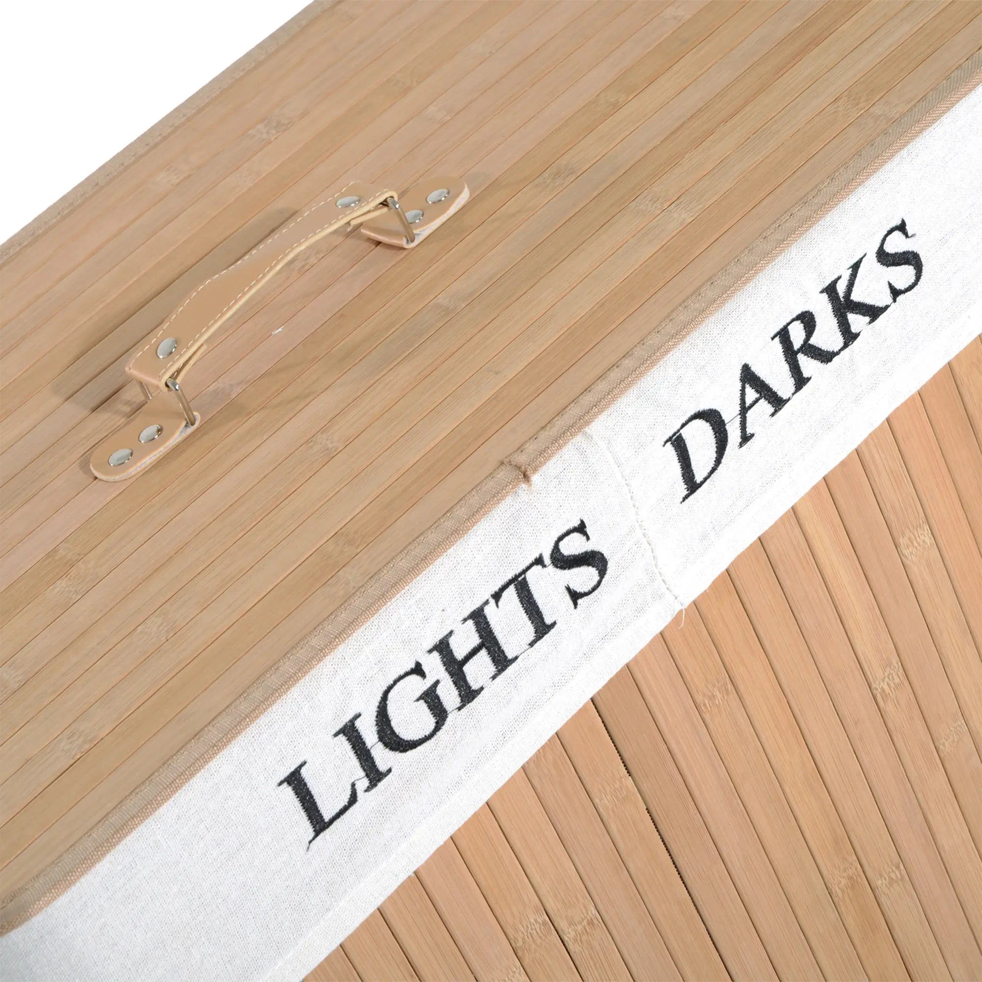 HOMCOM Bambus Wäschekorb mit Deckel 100 L Wäschesammler mit PU-Griffen, Wäschesack aus Segeltuch, Laundry Baskets Wäschesortierer für Waschküche Schlafzimmer Badezimmer Natur