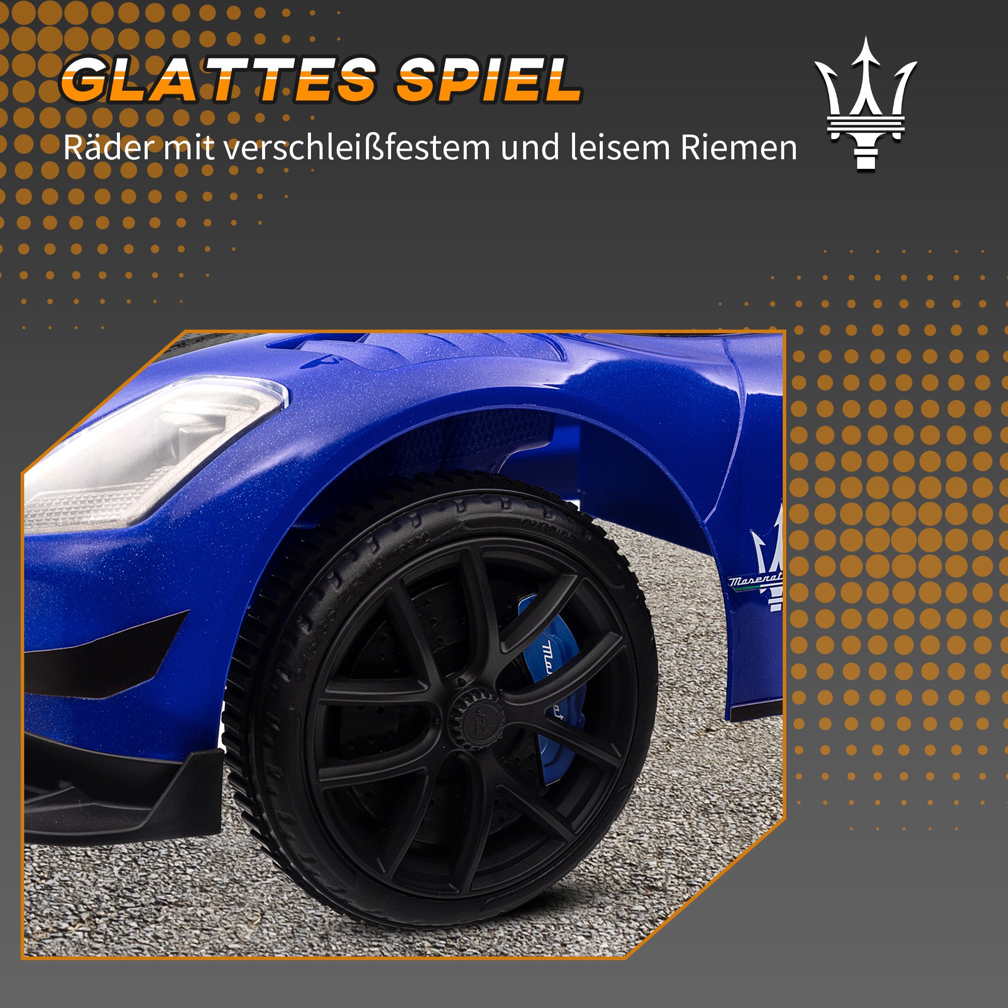 AIYAPLAY Rutschauto, Lizenzfahrzeug, interaktive Hupen- und Musikknöpfe, Kunststoff und Stahl, Blau, 65 x 29 x 37 cm