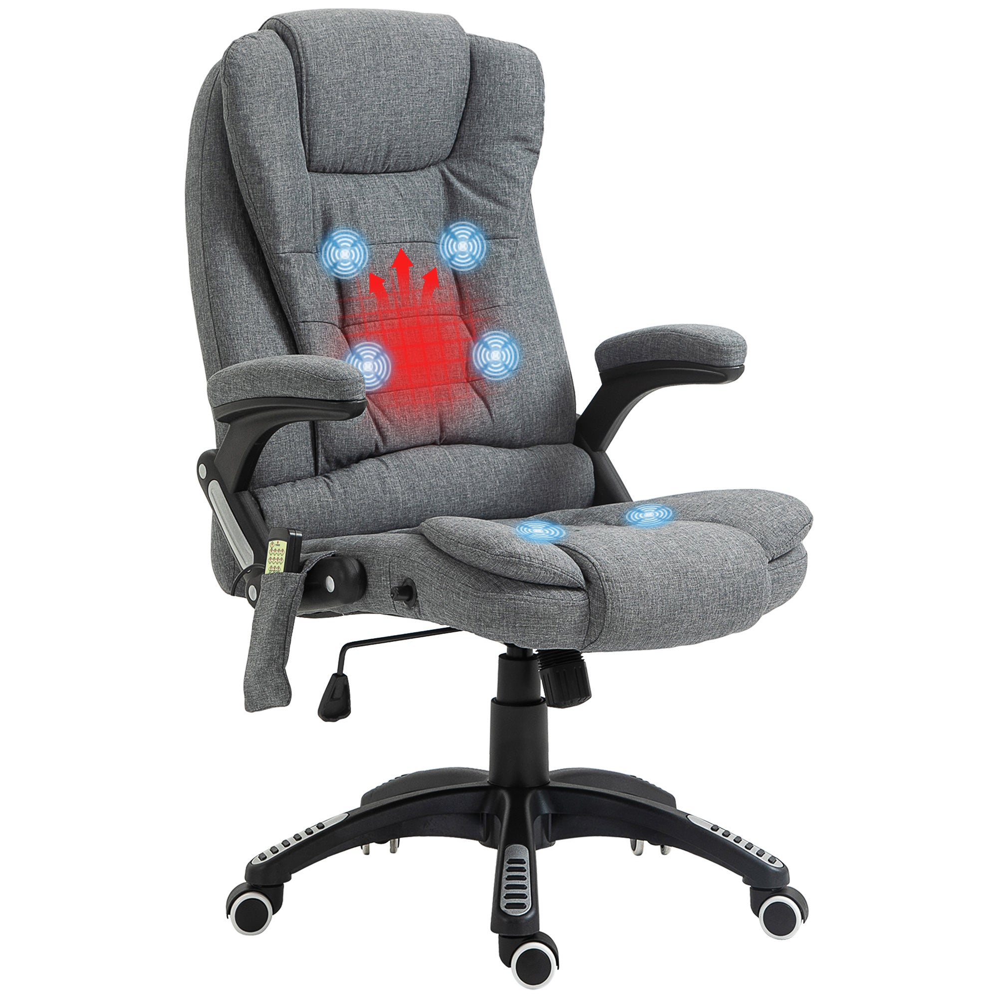 Vinsetto Bürostuhl Massagesessel mit Wärmefunktion, Ergonomischer Chefsessel, Höhenverstellbarer Drehstuhl, Gamingstuhl mit Massage, Dunkelgrau, 68 x 72 x 110120 cm