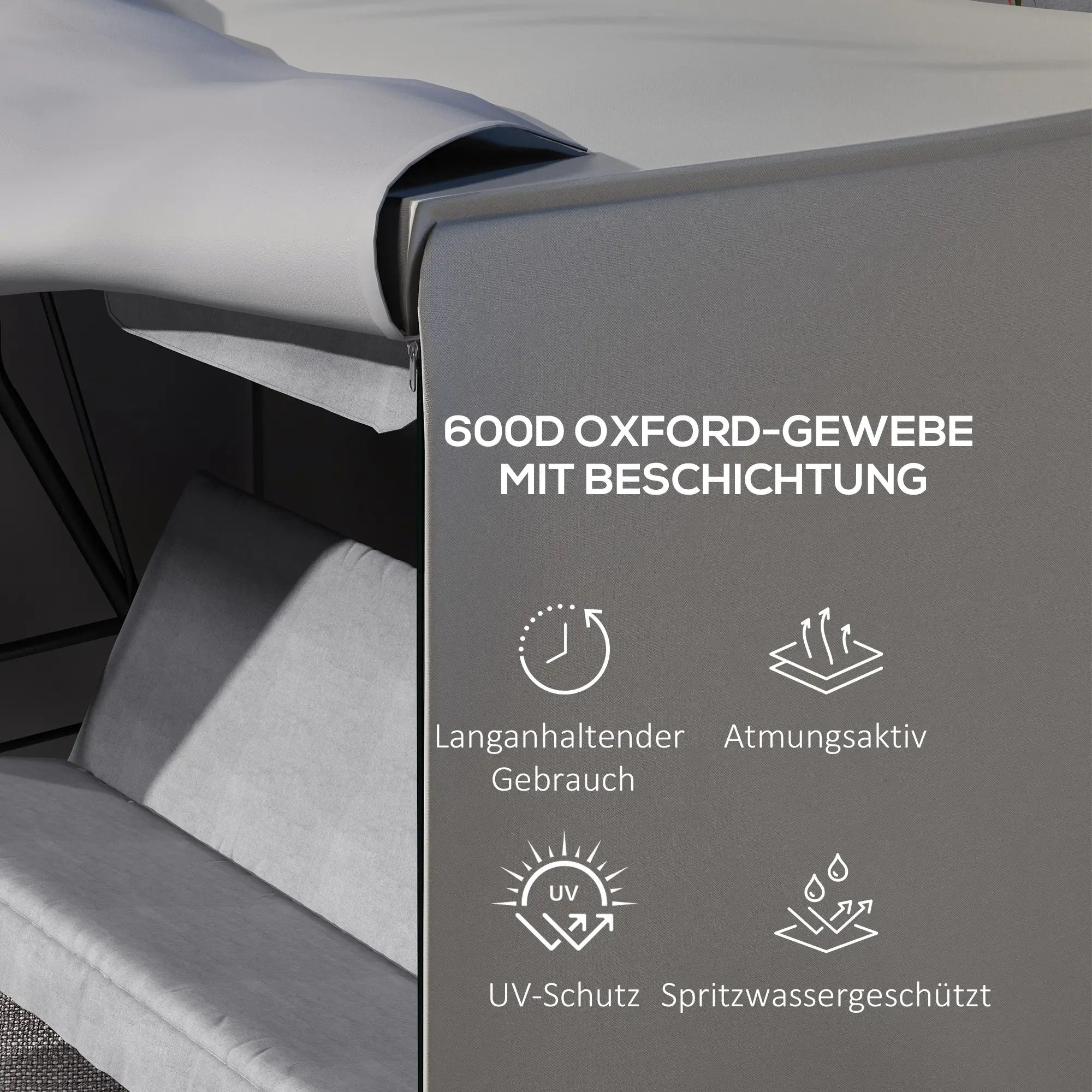 Outsunny Schutzhülle für Gartenschaukel, reißfest, wetterfest, Tex-Lock-System, 205x124x164 cm, Grau