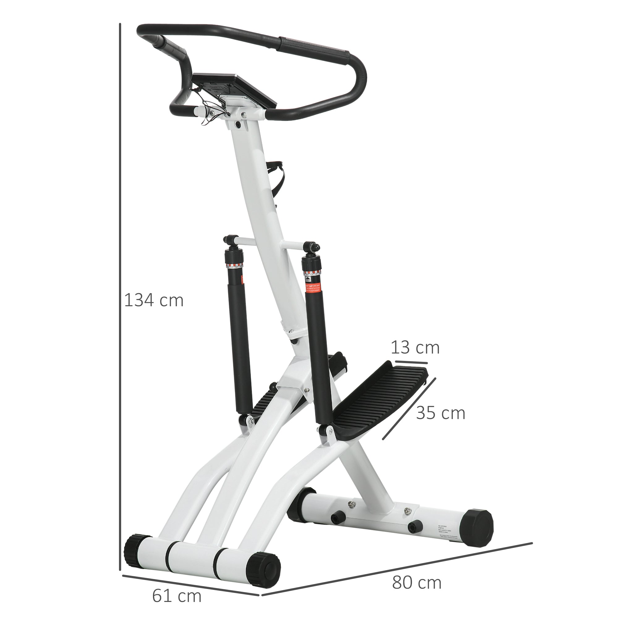 SPORTNOW STEPPER mit 12 Widerstandsstufen, LCD-Anzeige, 2 Rollen, 80 cm x 61 cm x 134 cm, Weiß + Schwarz