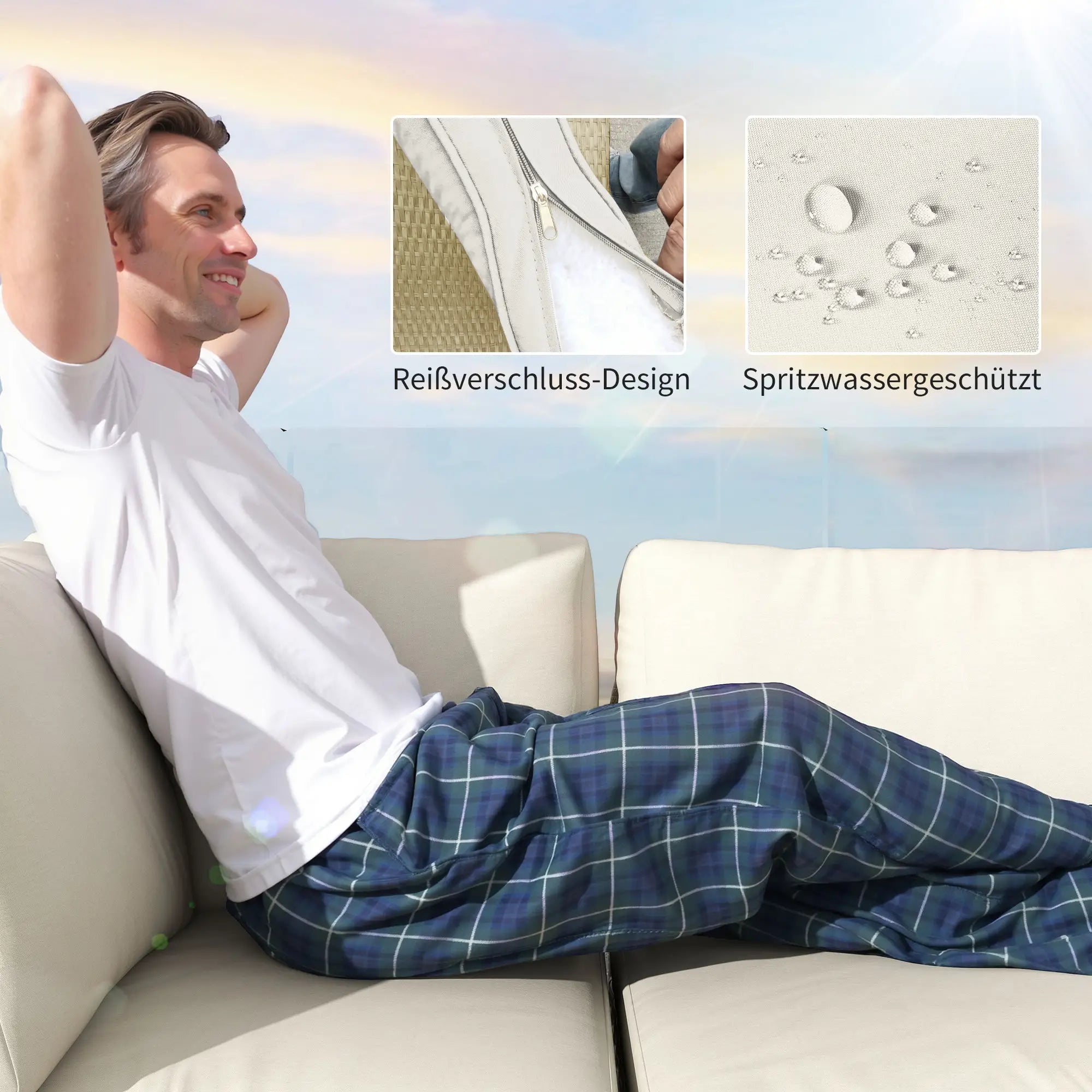 Outsunny Rattan Lounge Set 5-tlg. mit Kissen, wetterfest