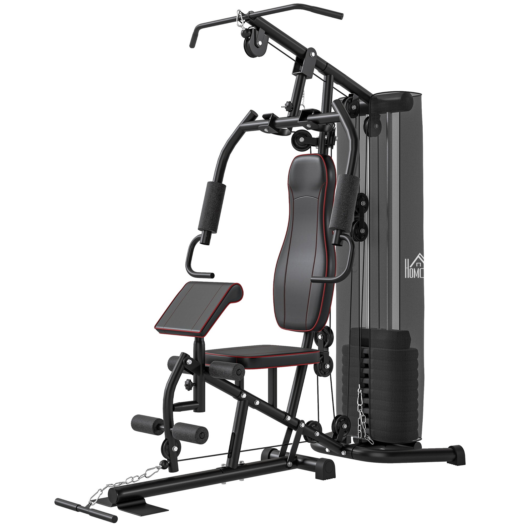 HOMCOM Heimtrainer, Trainingsstation, Hantelbank, Brustpresse, Stahl, 170x104x205 cm, Schwarz