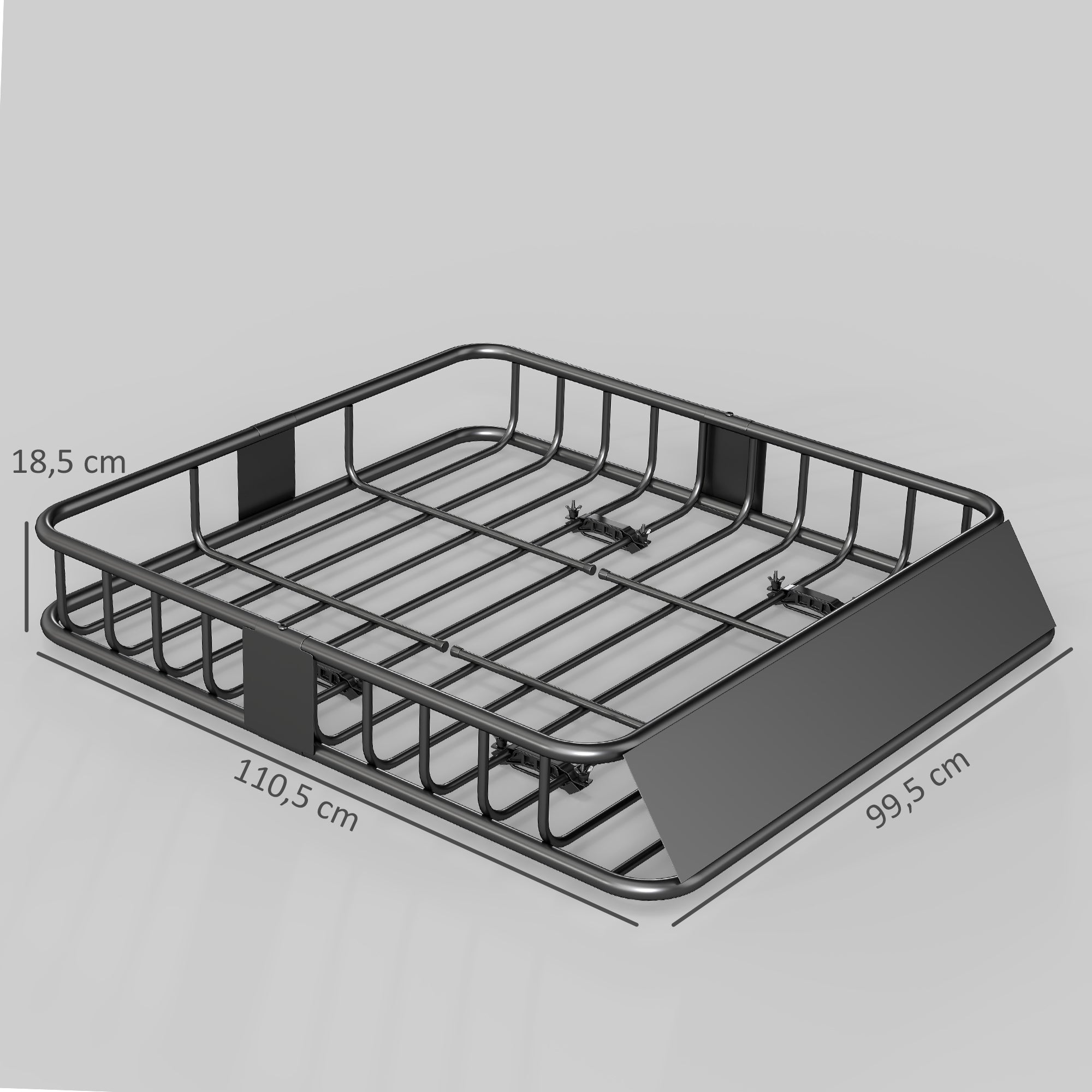 HOMCOM Dachgepäckträger für Autos, Autodach-Korb, 90,7 kg Tragkraft, Dachträger mit Windabweiser, Stahlrohre, Schwarz