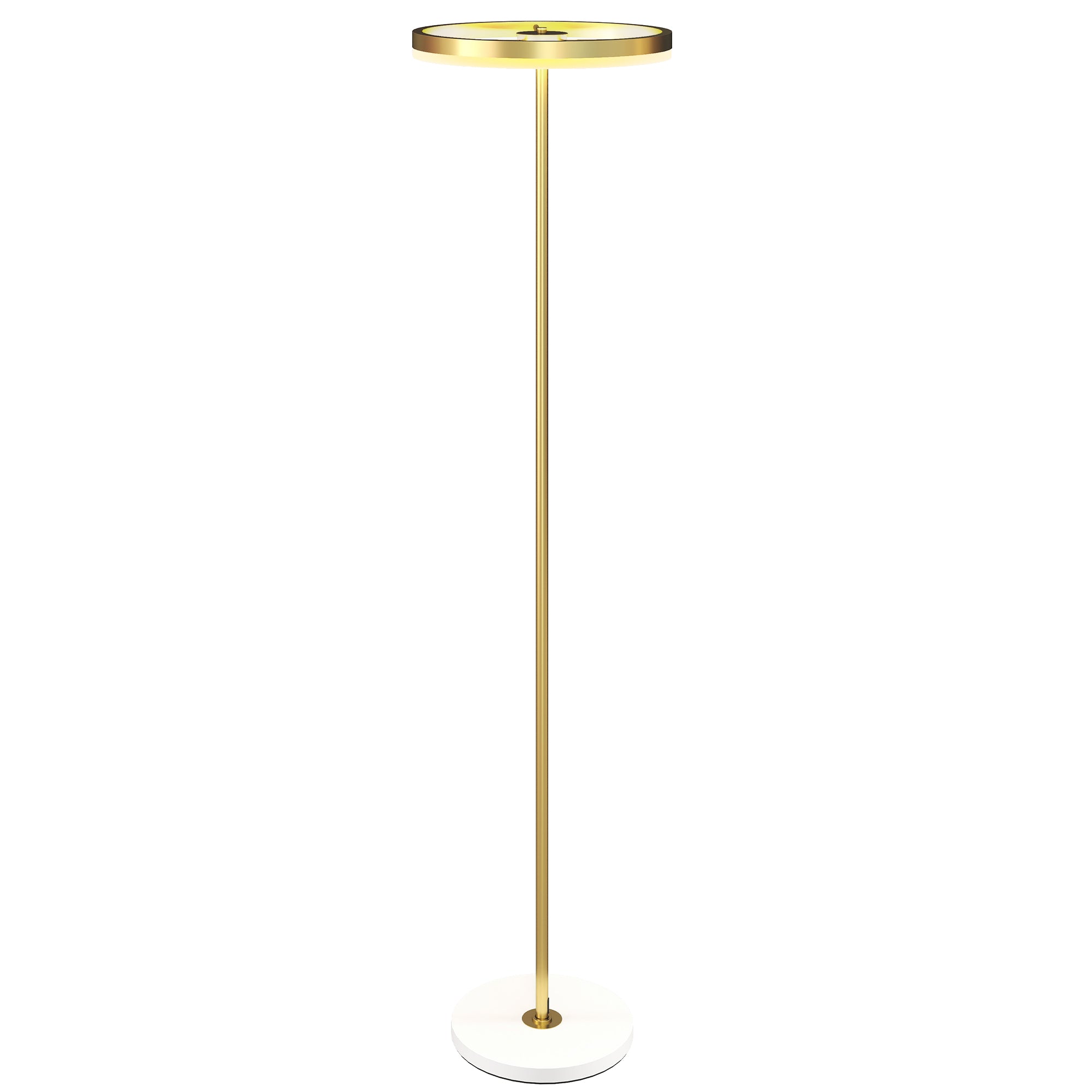 HOMCOM Stehlampe, Fußschalter, Metallstruktur, Acrylschirm, 4000K, dimmbar, Goldfarben