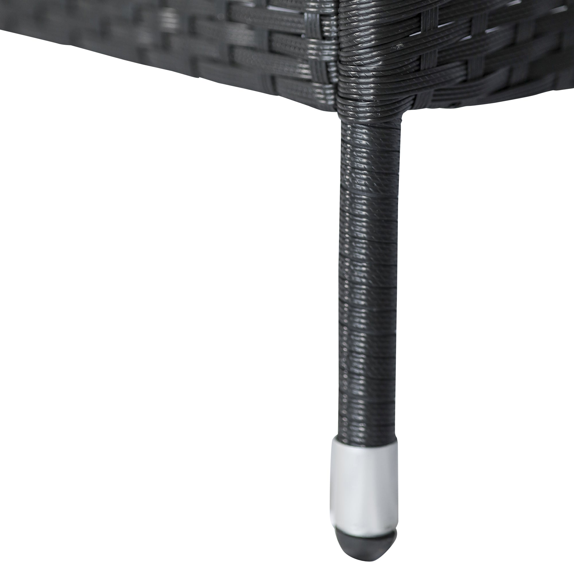 Outsunny Gartenbank Polyrattan 2-Sitzer UV-beständig Sitzbank mit Tisch Kissen Rückenlehne Gartenmöbel Parkbank bis 240kg belastbar Balkonbank für Garten Terrasse Balkon 133x63x84cm, Schwarz