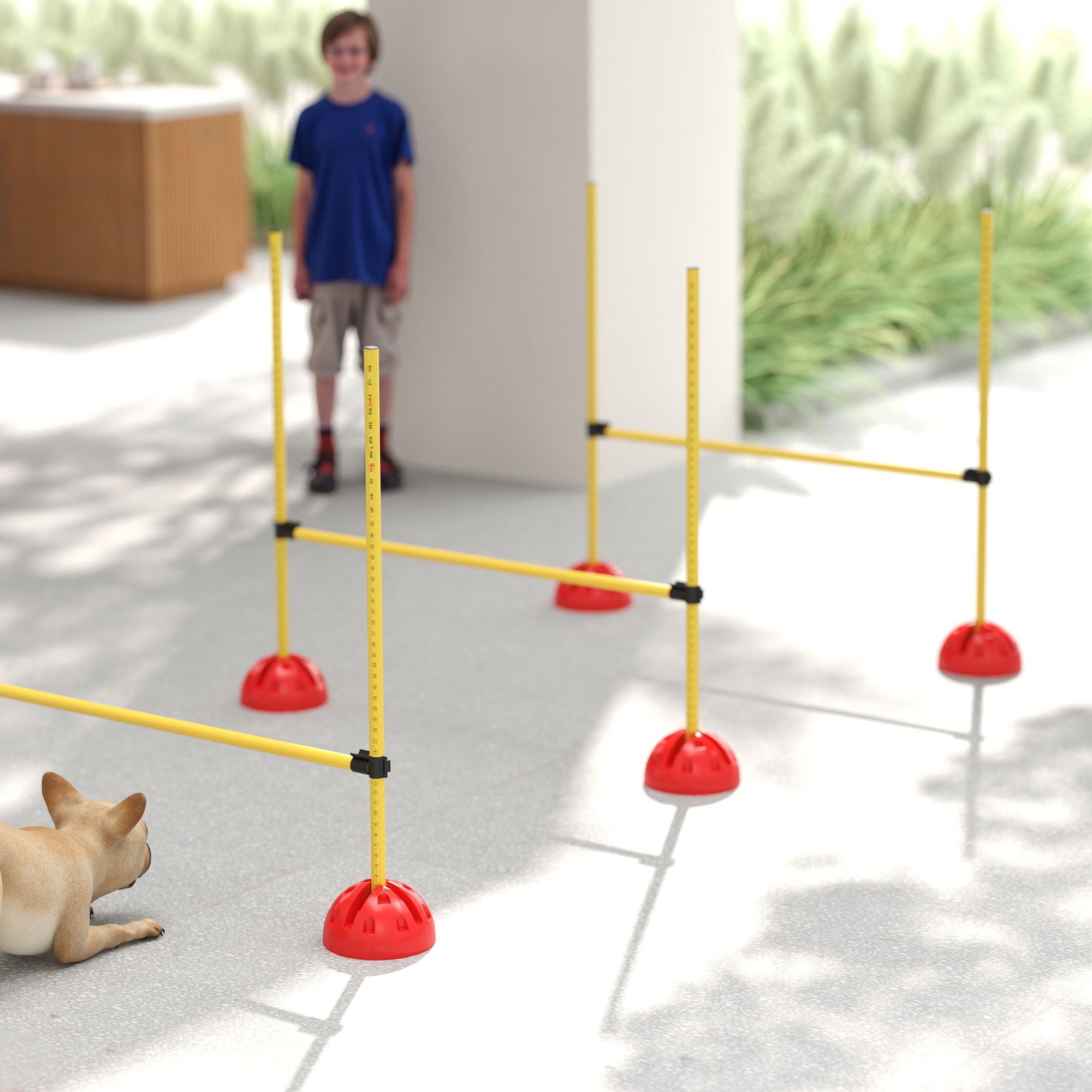 PawHut 4-teiliges Hunde-Agility-Set mit 4 Hürden und Tragetasche für das Sprungtraining, Gelb
