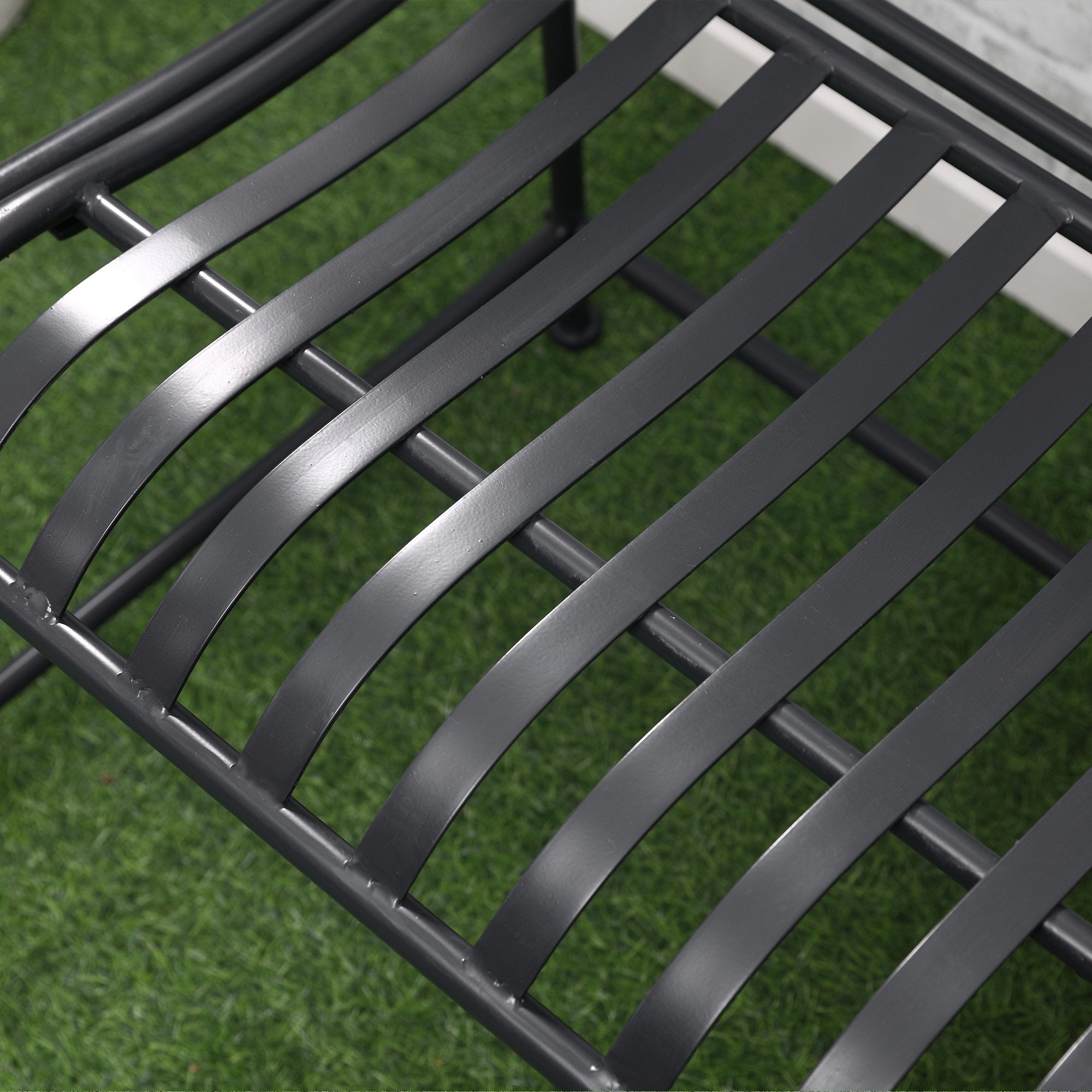 Outsunny Gartenbank Sitzbank Parkbank 2-Sitzer Metallbank Stahlrahmen mit Armlehne für Garten Balkon und Terrasse bis 220 kg belastbar Grau 115,5 x 54 x 96 cm