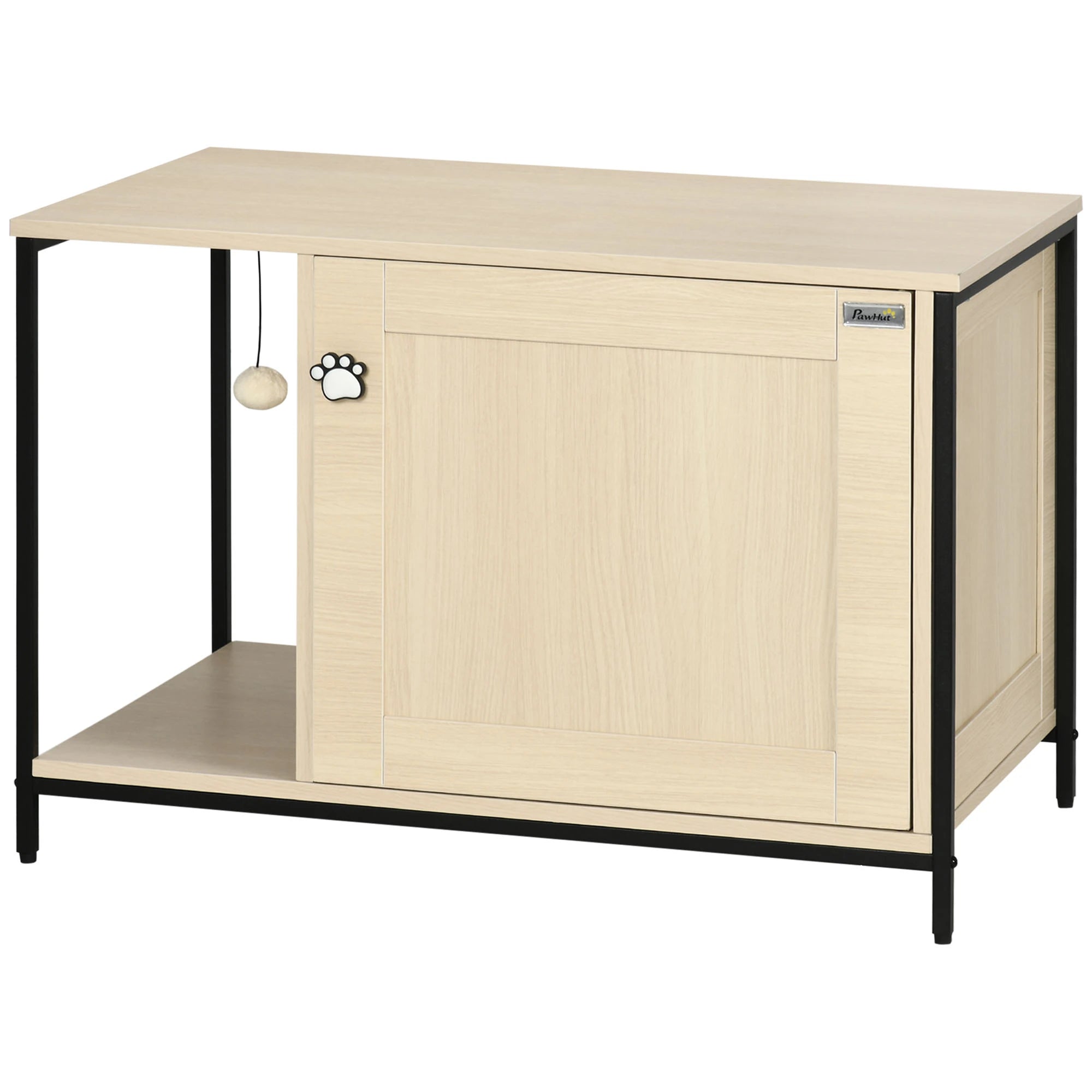 PawHut Katzenschrank Katzentoilette multifunktional Magnettür Eiche