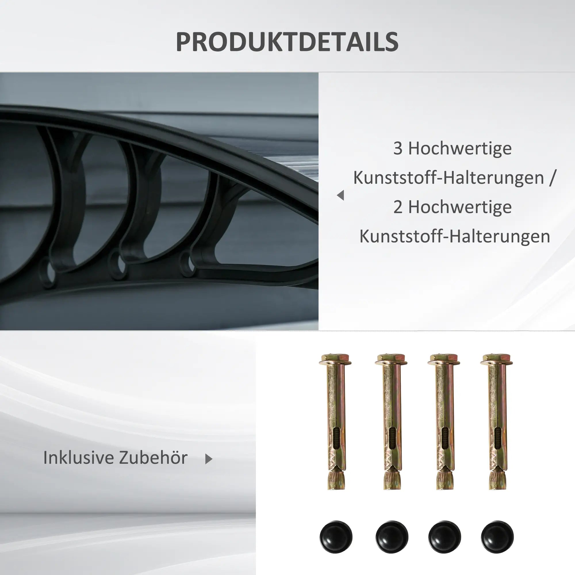 Outsunny Pultvordach 103?×?96,5?×?27?cm mit UV-Schutz, Schwarz